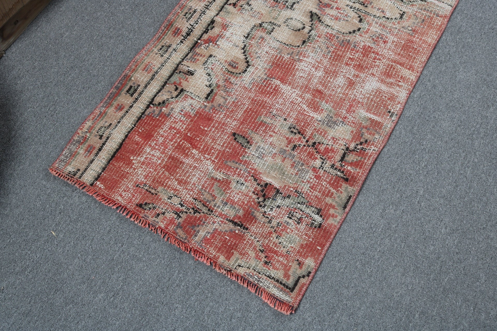 Vintage Rugs, Floor Rug, Small Area Rug, Bath Rugs, Boho Rugs, Orange  2x3.5 ft Small Rugs, Oushak Rugs, Turkish Rugs