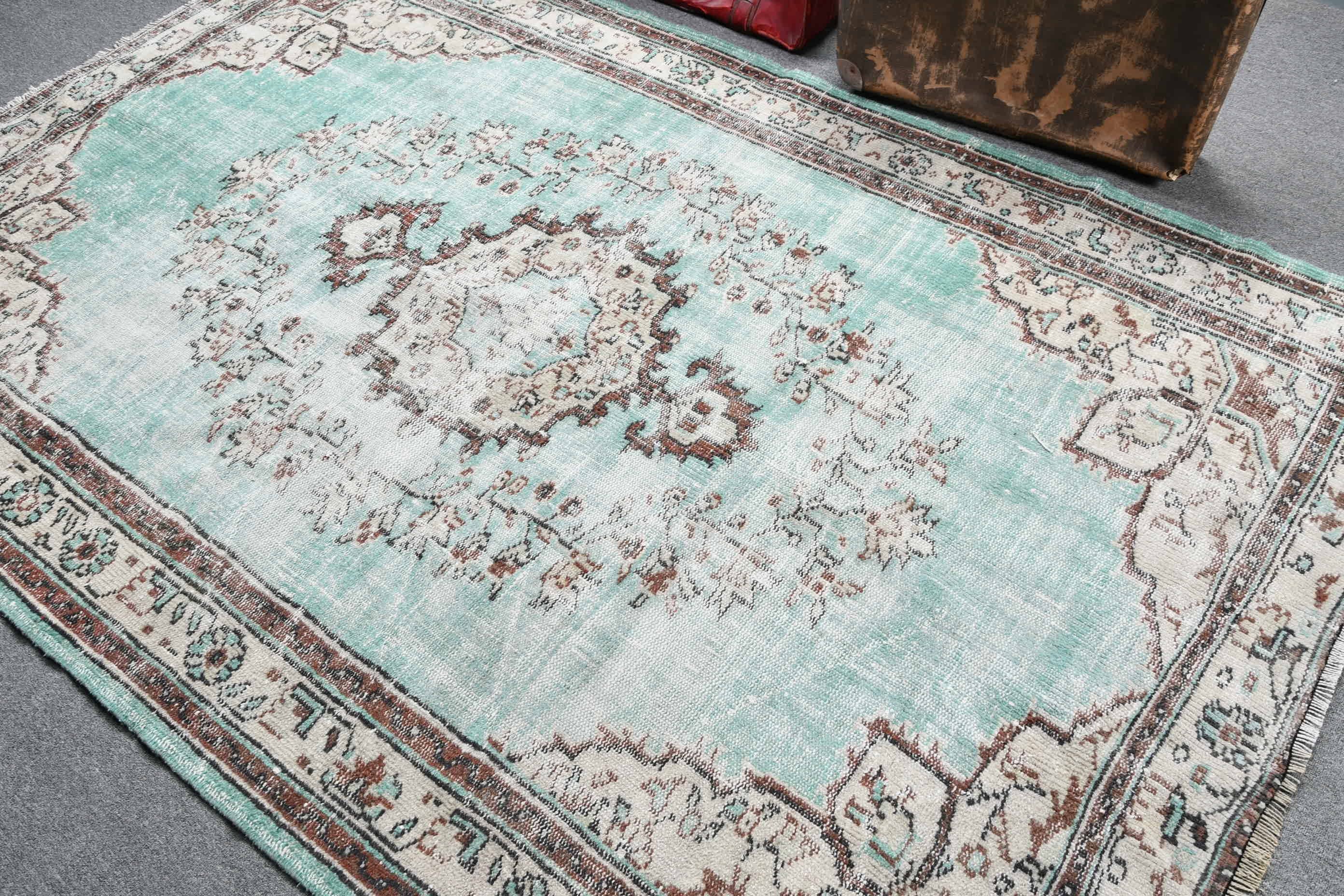 Vintage Rug, Living Room Rugs, Green Anatolian Rug, Turkish Rugs, Cool Rugs, Old Rug, 5.7x8.7 ft Large Rugs, Moroccan Rugs, Dining Room Rug