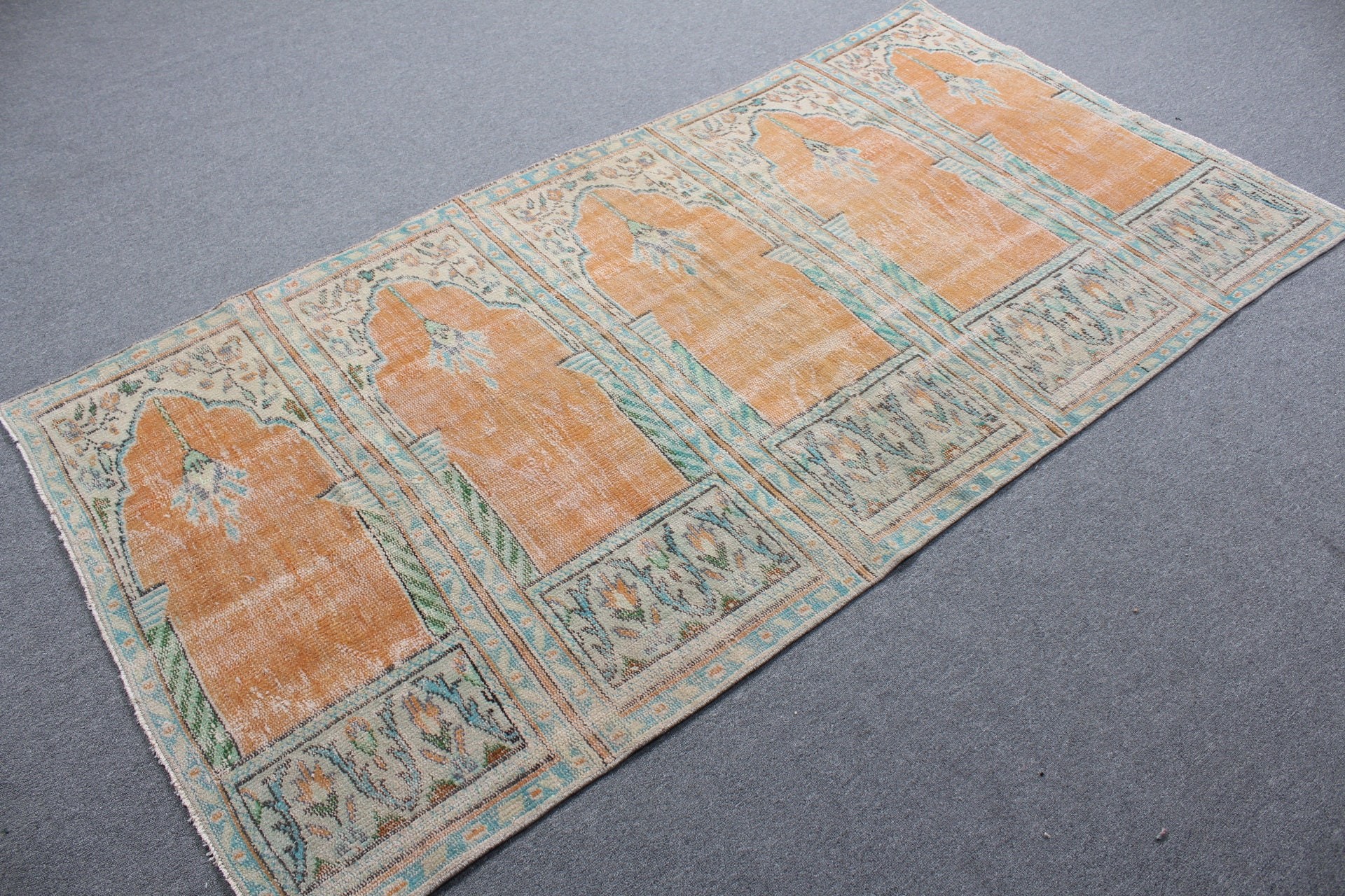 Turkish Rug, Living Room Rug, Rugs for Area, Home Decor Rug, 3.8x7.7 ft Area Rug, Cute Rug, Vintage Rug, Orange Home Decor Rug, Antique Rug