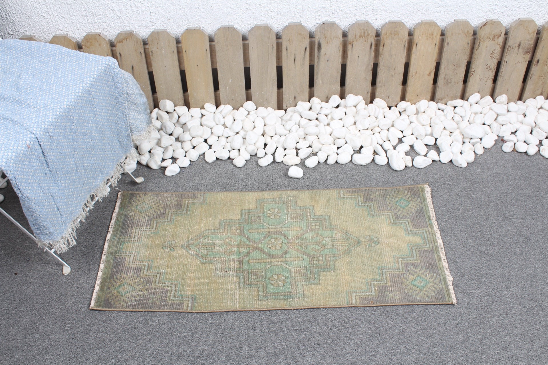 Bedroom Rug, Green Moroccan Rugs, 1.4x3.2 ft Small Rug, Rugs for Bath, Kitchen Rug, Turkish Rug, Antique Rug, Vintage Rug, Entry Rug