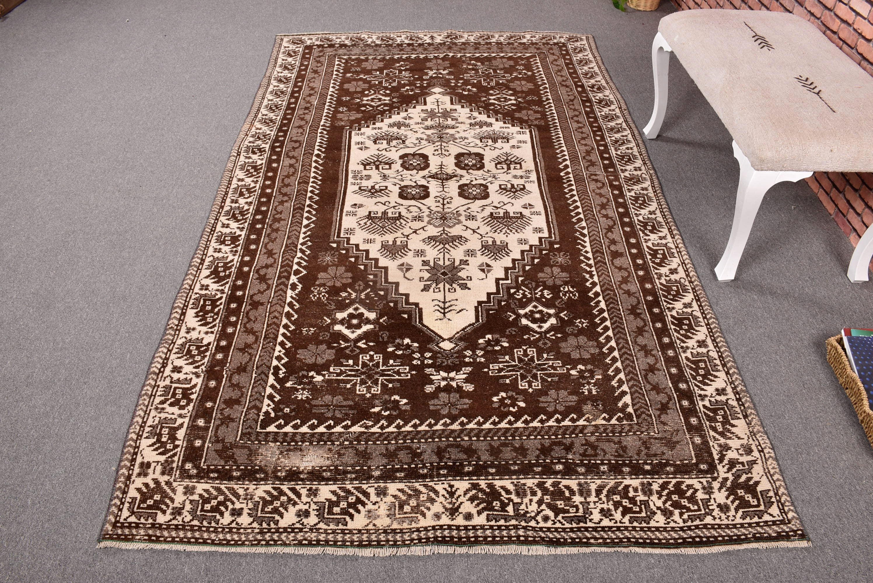 4,8x8,6 ft Büyük Halı, Oryantal Halılar, Büyük Oushak Halıları, Vintage Halılar, Modern Halı, Kahverengi Boho Halıları, Türk Halısı, Ofis Halıları, Salon Halıları