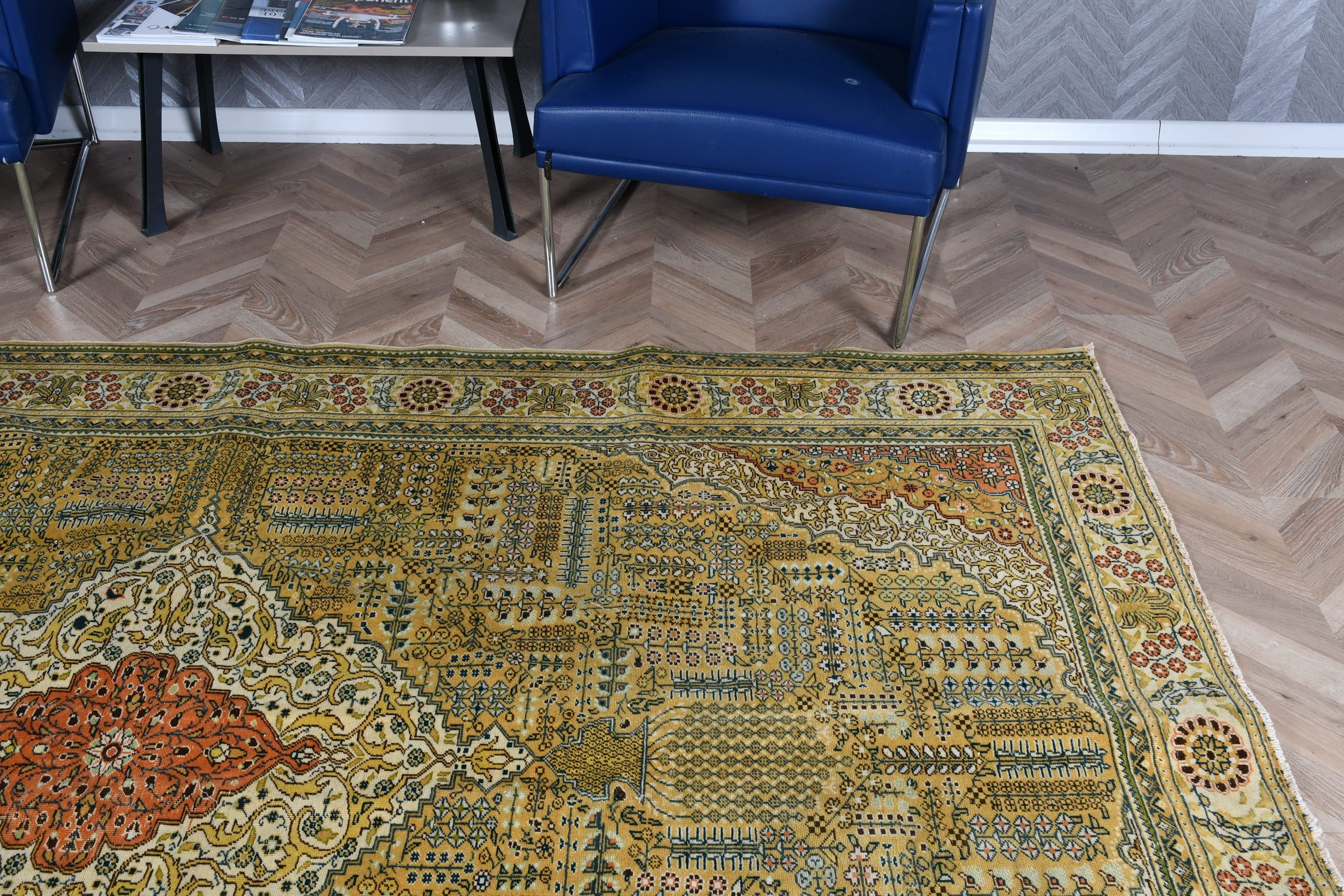 Fas Halısı, 6.5x9.4 ft Büyük Halı, Yemek Odası Halıları, Soluk Halı, Oturma Odası Halısı, Yün Halıları, Vintage Halı, Bej Ev Dekorasyonu Halısı, Türk Halıları