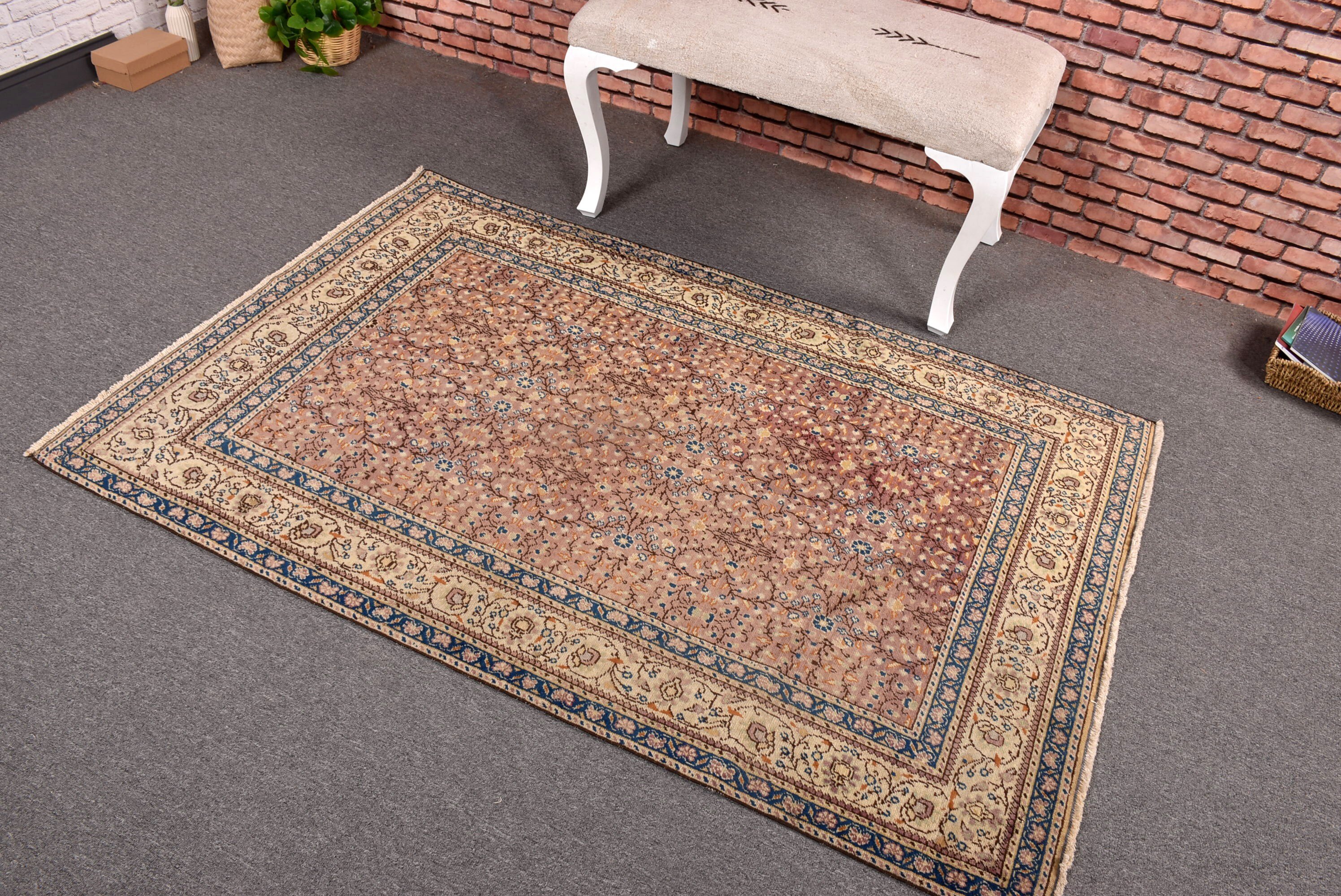 Modern Halılar, 3,6x5,5 ft Aksan Halı, Yün Halı, Aksan Halıları, Mor Boho Halı, Çocuk Halısı, Türk Halısı, Vintage Halılar, Yatak Odası Halıları