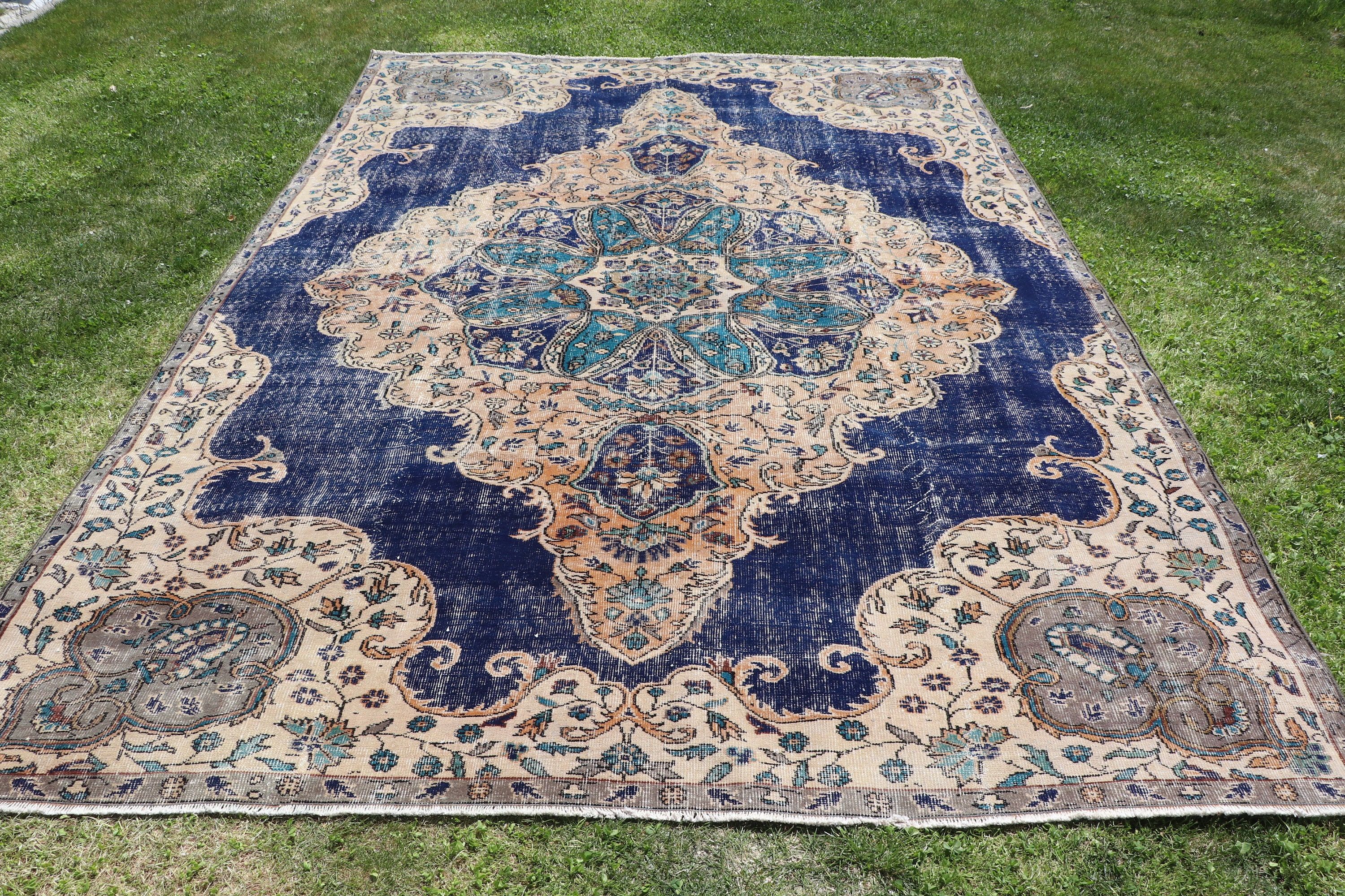 7.3x10.8 ft Büyük Boy Halı, Salon Halıları, Salon Halıları, Vintage Halılar, Açıklama Halısı, Türk Halısı, Antika Halı, Boho Halıları, Bej Açıklama Halıları