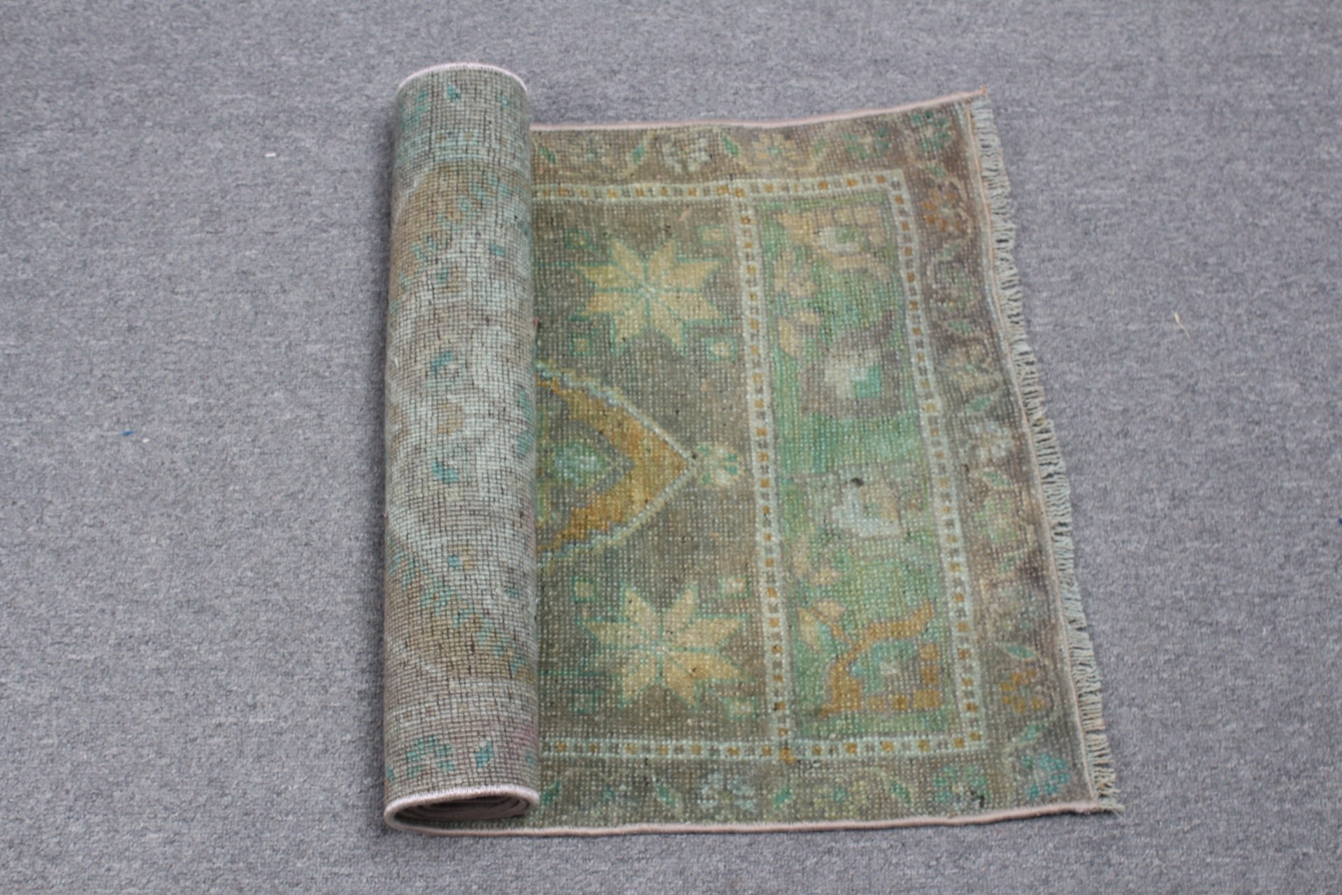 Türk Halısı, Duvara Asmak için Halılar, Soğuk Halı, Yatak Odası Halısı, 1,7x4,3 ft Küçük Halı, Kapı Paspası Halısı, Vintage Halı, Yeşil Anadolu Halısı, Aztek Halıları