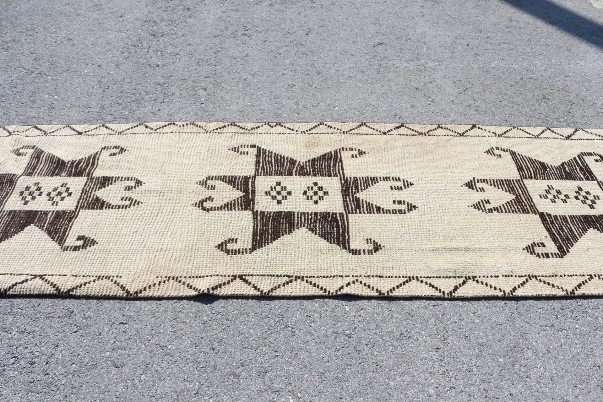 Beige  2.8x10.8 ft Runner Rug, Wool Rug, Turkish Rugs, Floor Rugs, Retro Rug, Vintage Rug, Rugs for Runner, Hallway Rug