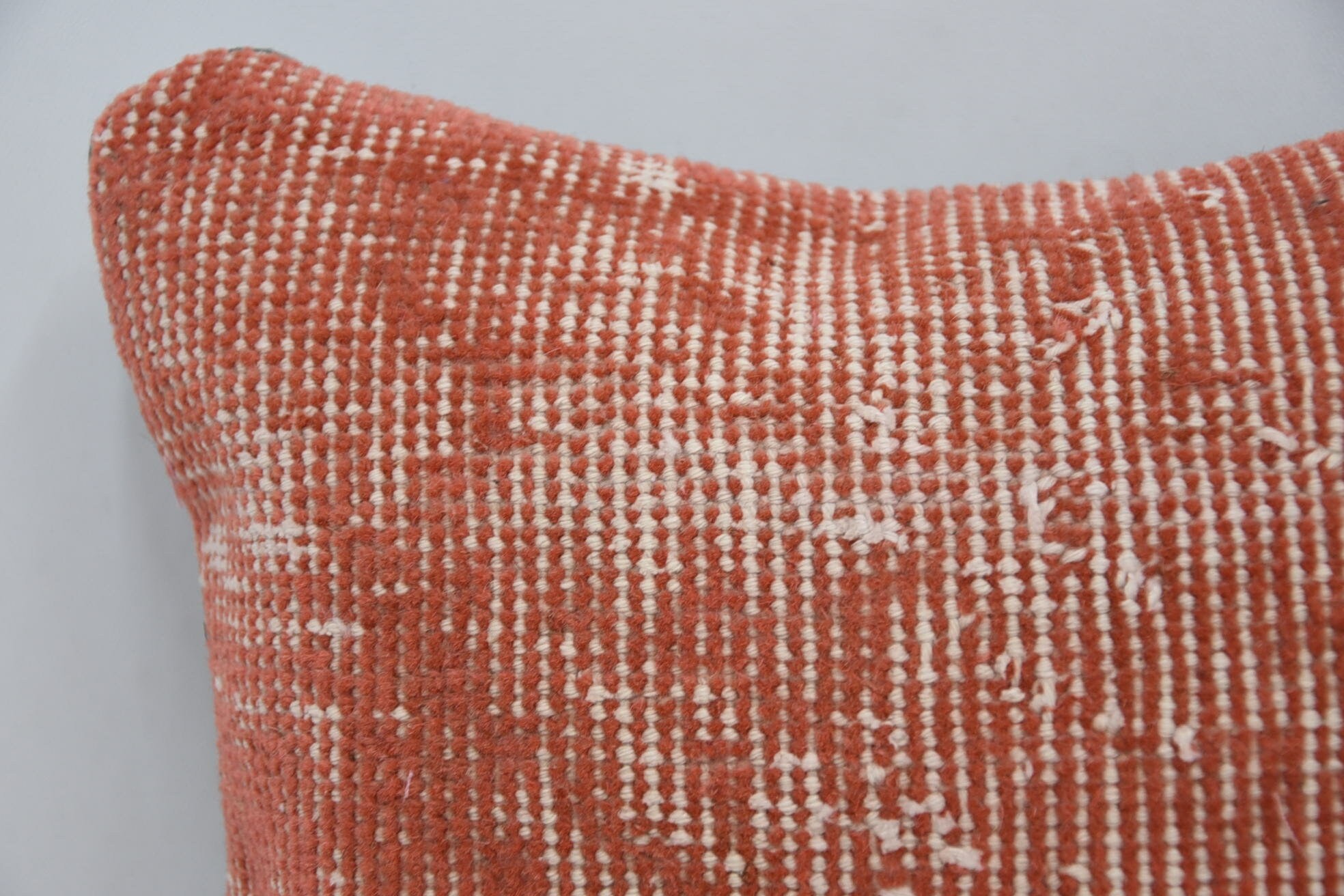 Sofa Pillow, Interior Designer Pillow, Kilim Cushion Sham, 12"x12" Orange Pillow Cover, Ethnical Kilim Rug Pillow