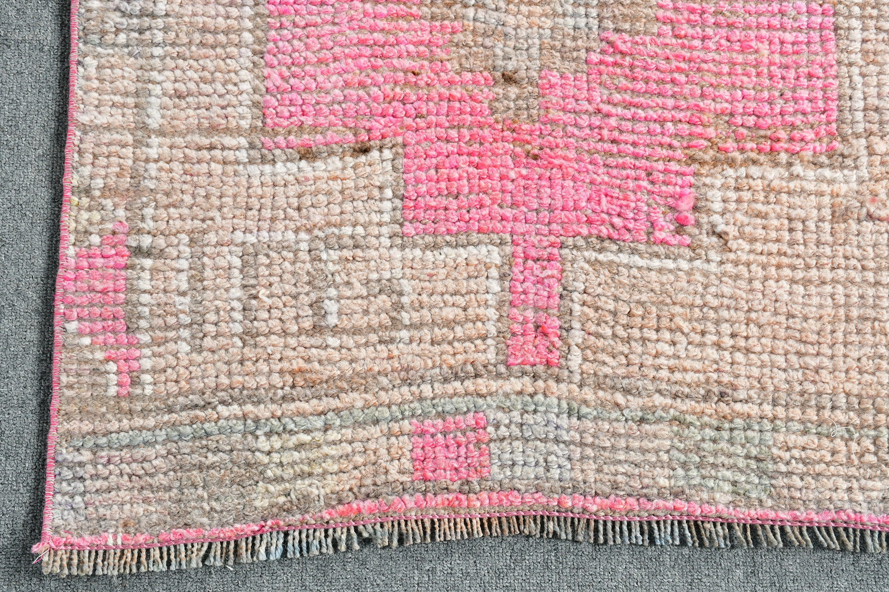 Vintage Rug, Stair Rug, Pink Oriental Rug, 2.2x10.1 ft Runner Rugs, Home Decor Rug, Rugs for Runner, Wool Rugs, Kitchen Rug, Turkish Rugs