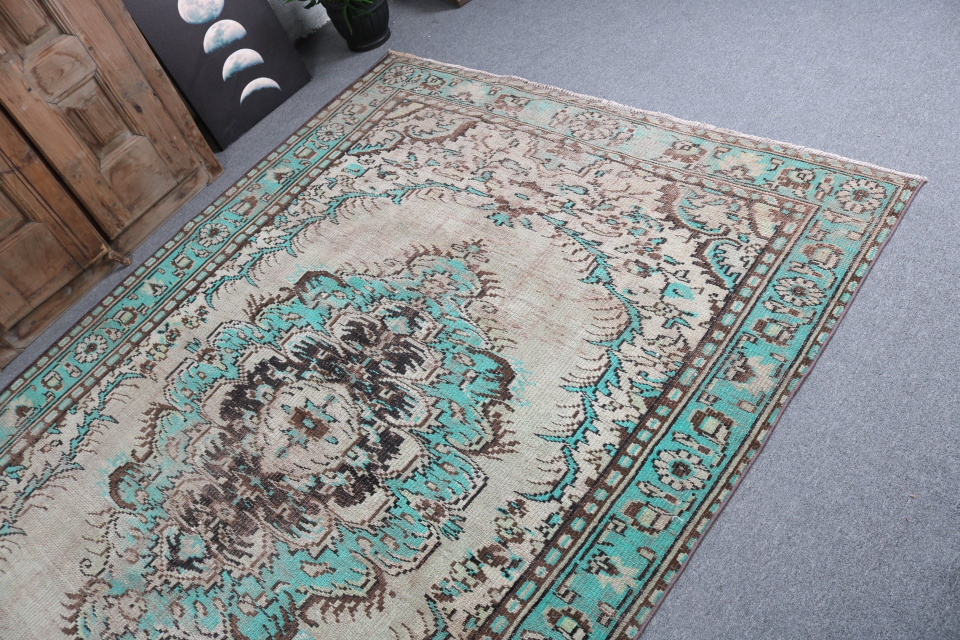 Kahverengi Boho Halı, Vintage Halı, Yatak Odası Halıları, 5.4x8 ft Büyük Halılar, El Dokuma Halılar, Türk Halıları, Havalı Halılar, Büyük Boho Halı, Egzotik Halılar