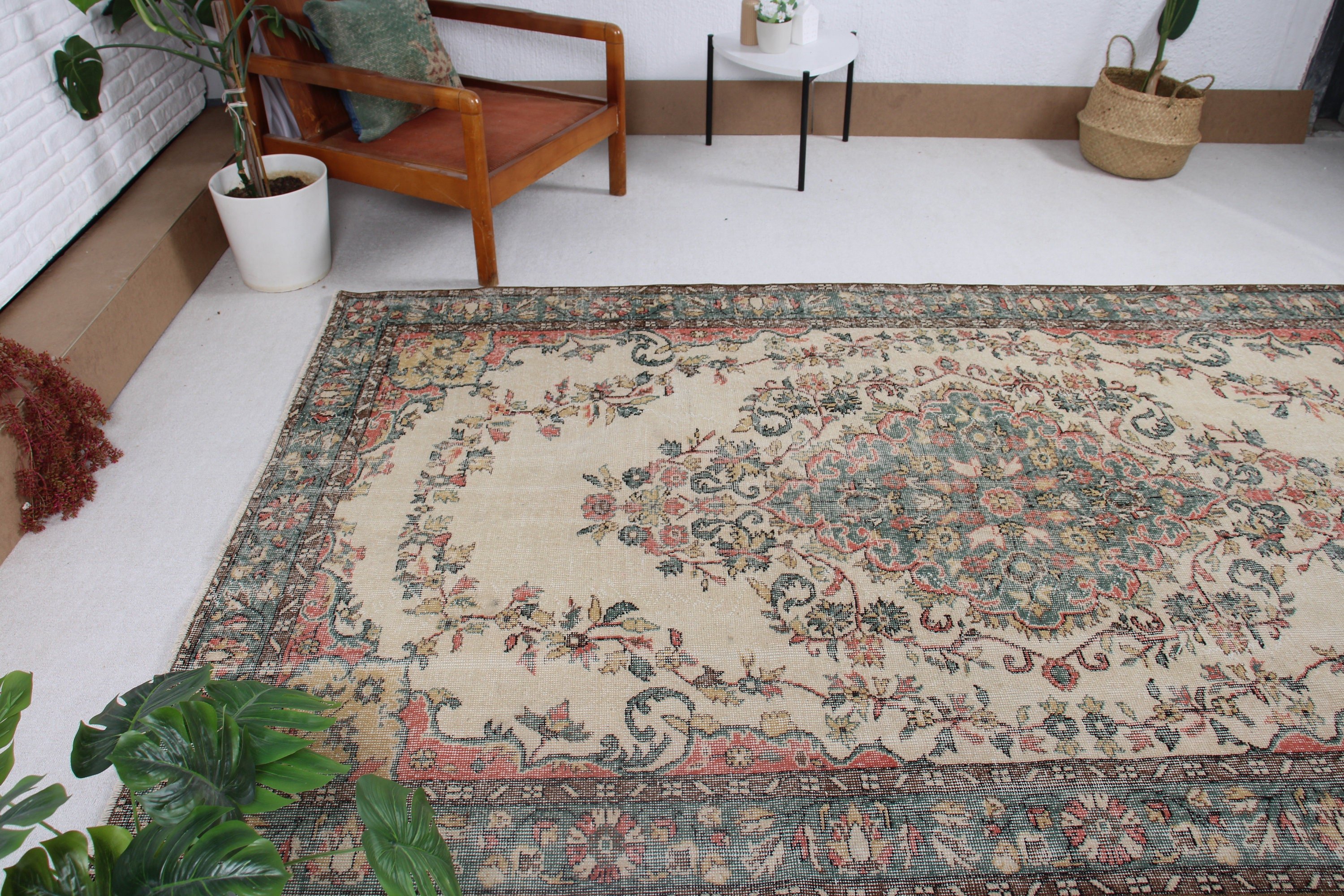 Bedroom Rugs, Turkey Rug, Oushak Rug, Dining Room Rugs, Turkish Rug, Modern Rug, Vintage Rugs, 5.6x9.3 ft Large Rug, Beige Oushak Rug