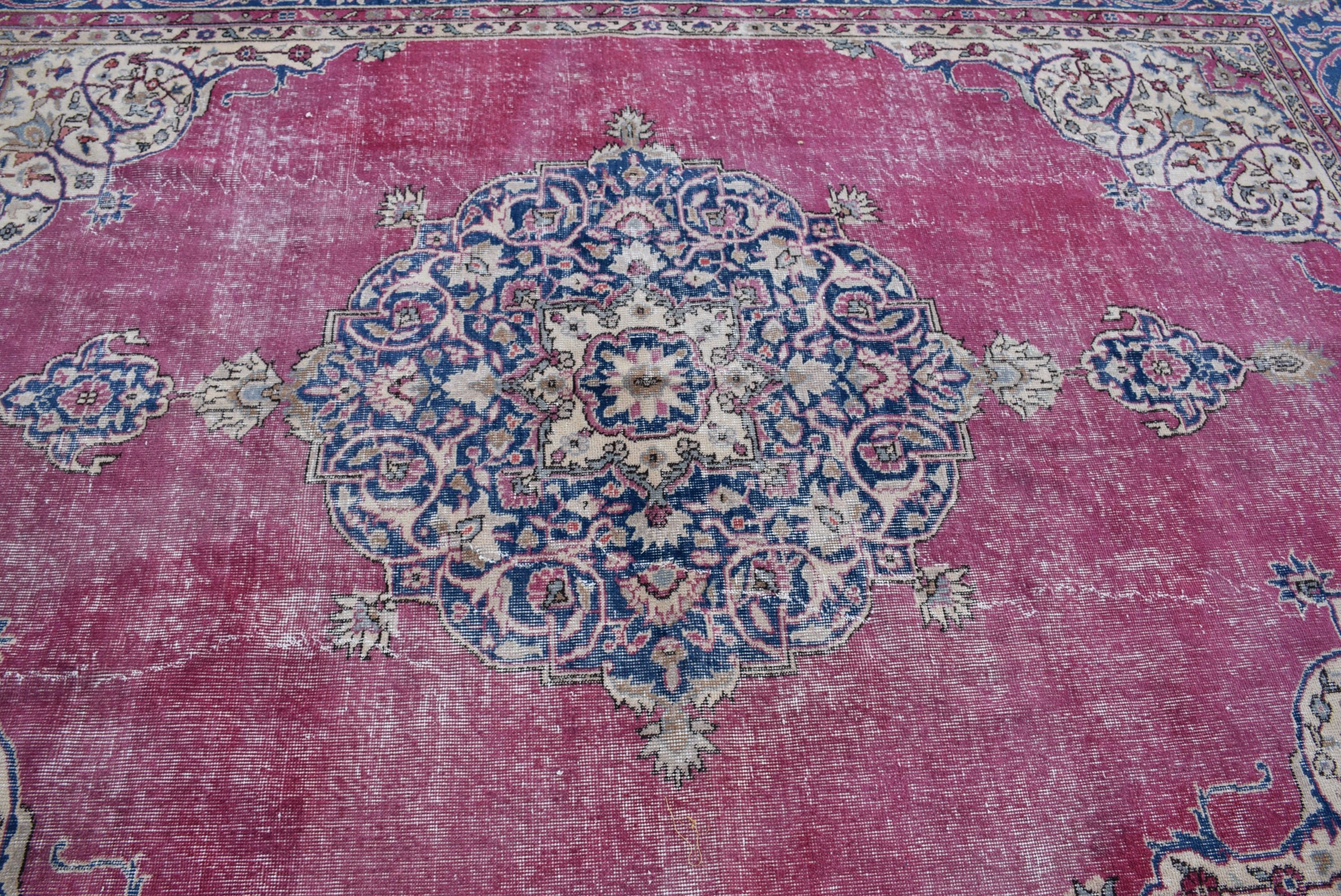 7.8x11 ft Oversize Rug, Oriental Rug, Purple Floor Rug, Vintage Rug, Saloon Rug, Living Room Rug, Pale Rug, Turkish Rug