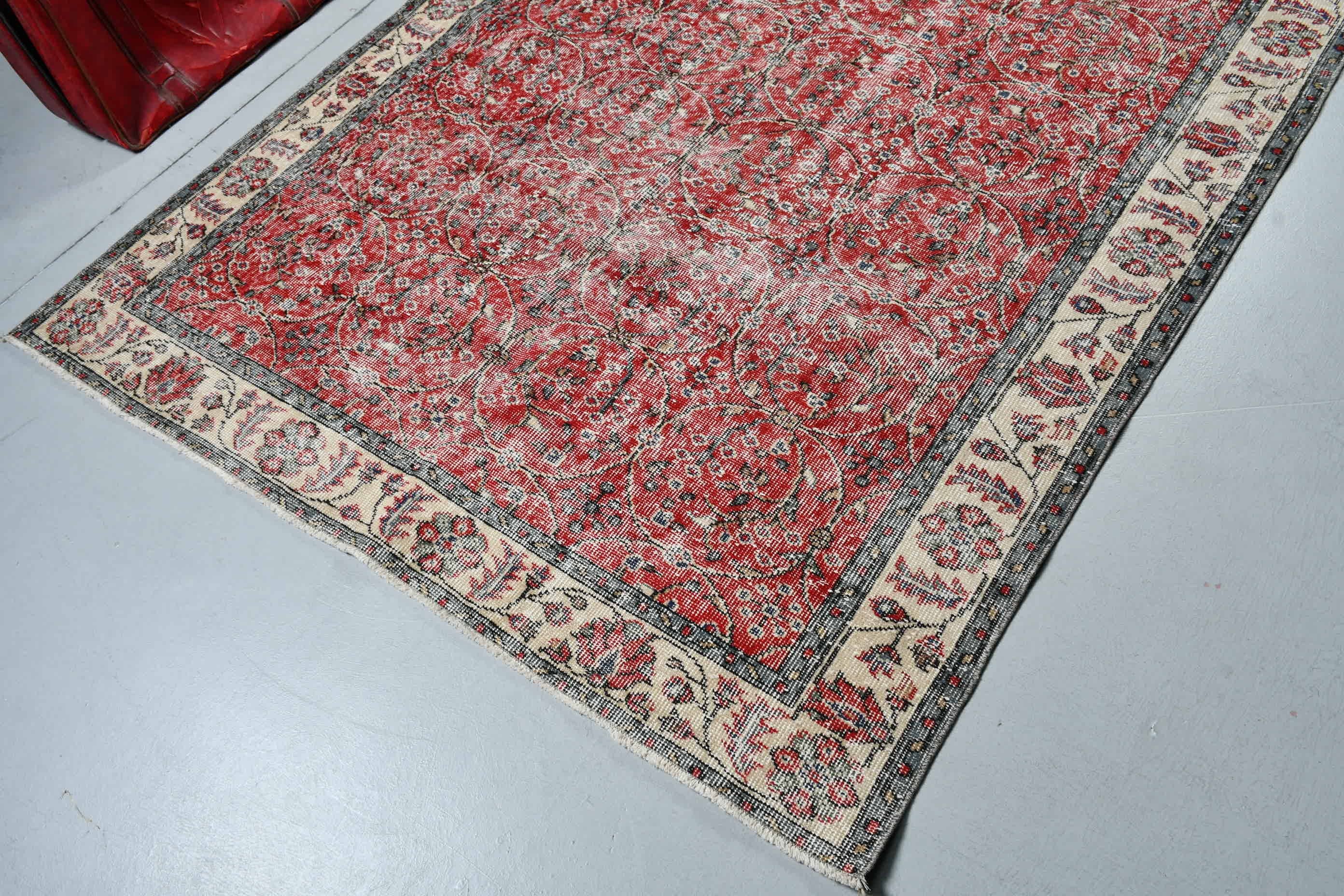 Kitchen Rugs, Office Rugs, 5.3x6.9 ft Area Rugs, Vintage Rugs, Home Decor Rug, Red Anatolian Rug, Turkish Rug, Nursery Rug