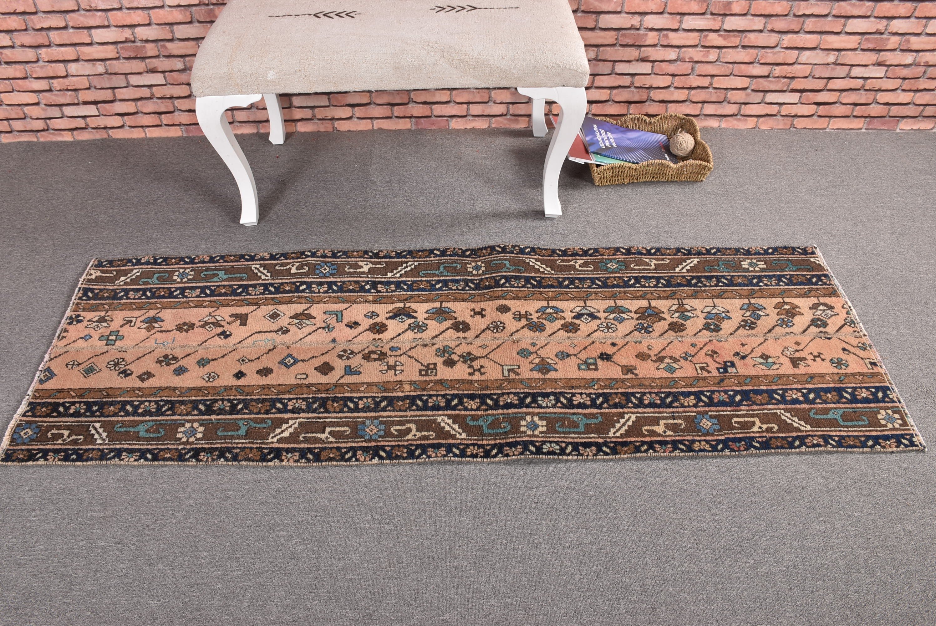 Beni Ourain Koşucu Halısı, Yün Halısı, Egzotik Halılar, Koridor Halısı, Mavi Mutfak Halıları, Türk Halıları, Havalı Halılar, Vintage Halı, 2.1x6.1 ft Runner Halısı