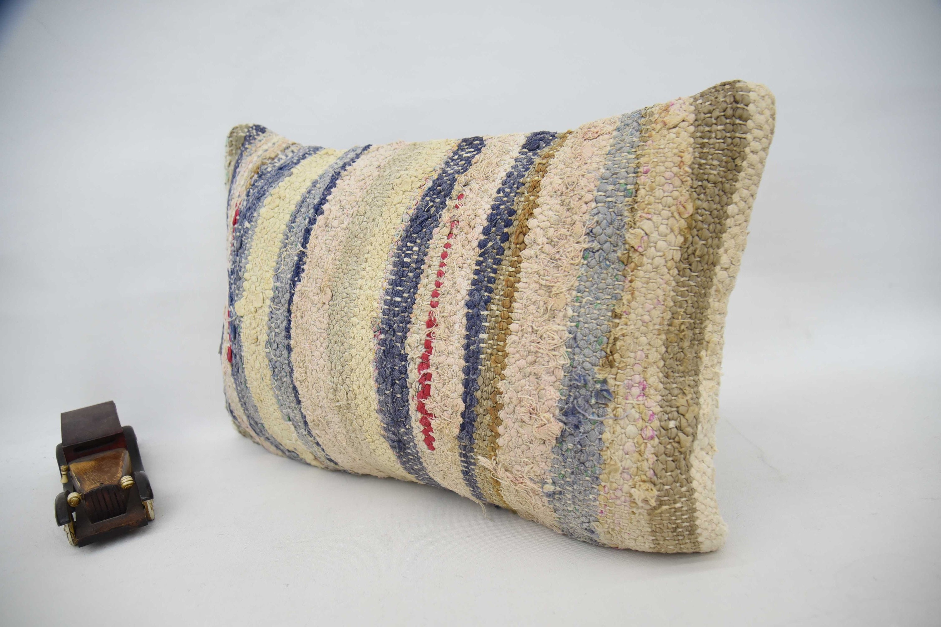 Antique Pillows, Vintage Kilim Pillow, 16"x24" Blue Cushion Case, Turkish Kilim Pillow, Tapestry Cushion Case, Handwoven Cushion Cover