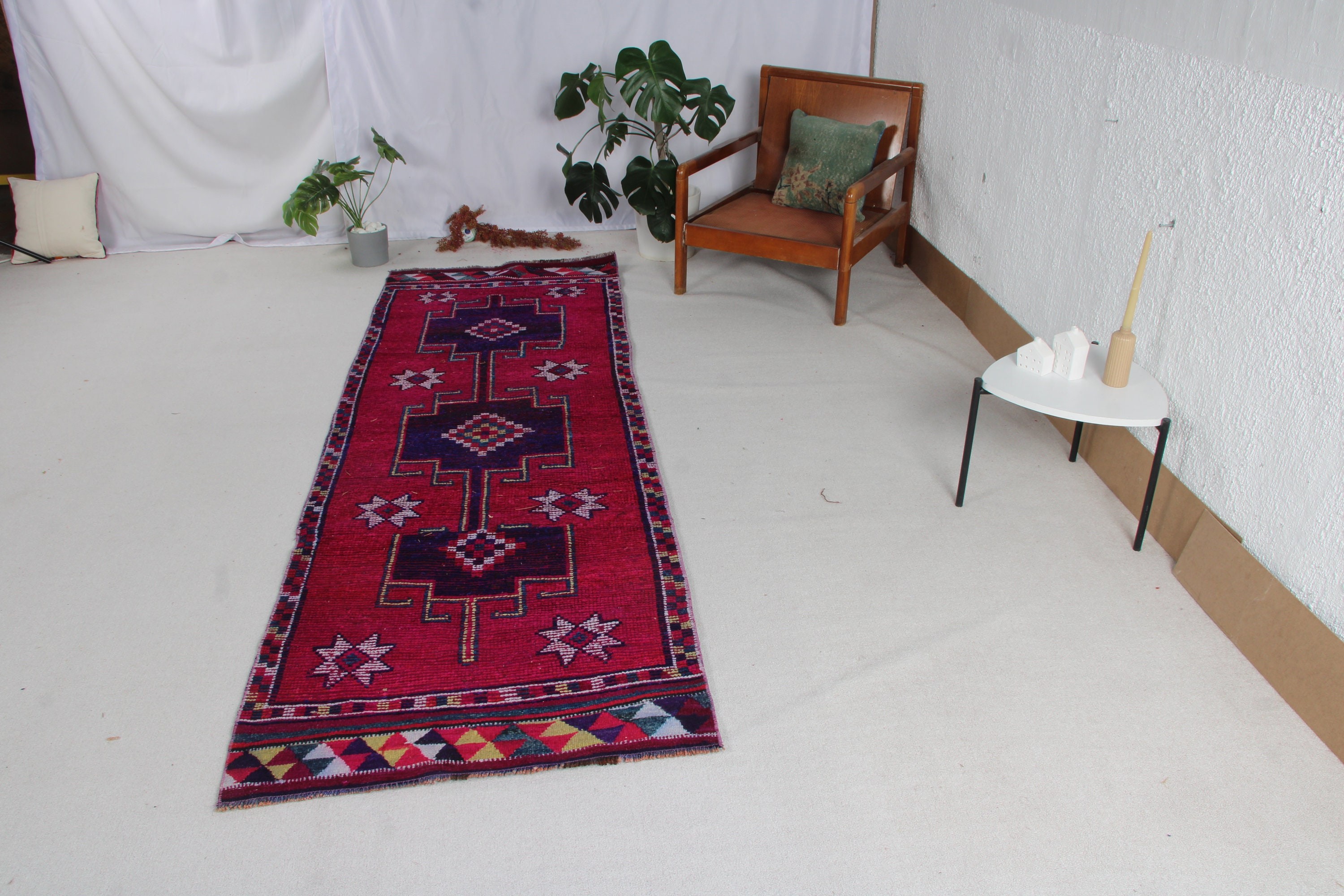 Yer Halıları, Oryantal Halılar, Harika Halılar, Mor Oushak Halı, 3x9,3 ft Runner Halı, Vintage Runner Halılar, Mutfak Halıları, Vintage Halı, Türk Halıları