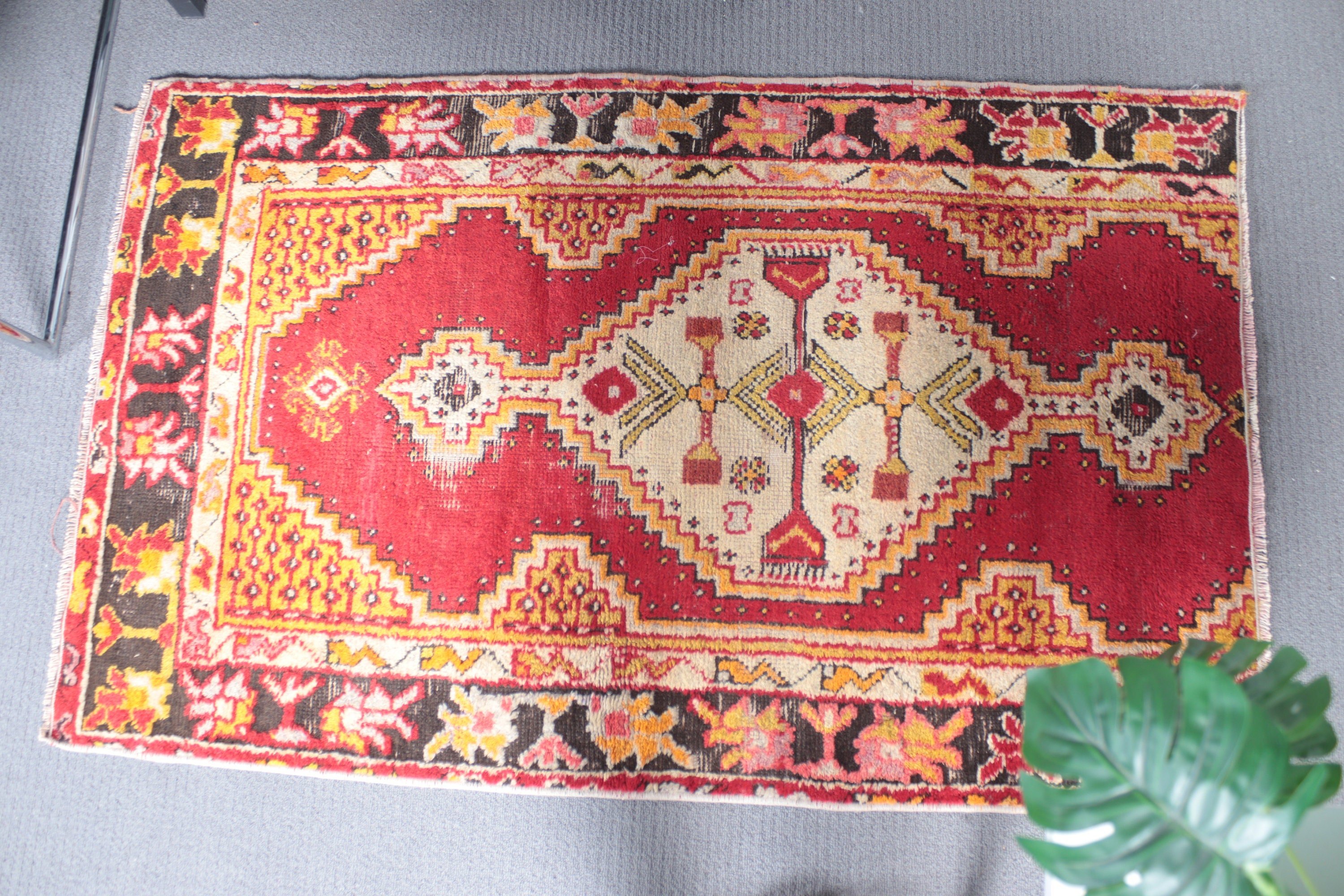 Floor Rug, Handmade Rug, Kitchen Rugs, Statement Rug, 2.6x4.2 ft Small Rugs, Small Area Rugs, Vintage Rug, Turkish Rugs, Red Antique Rug