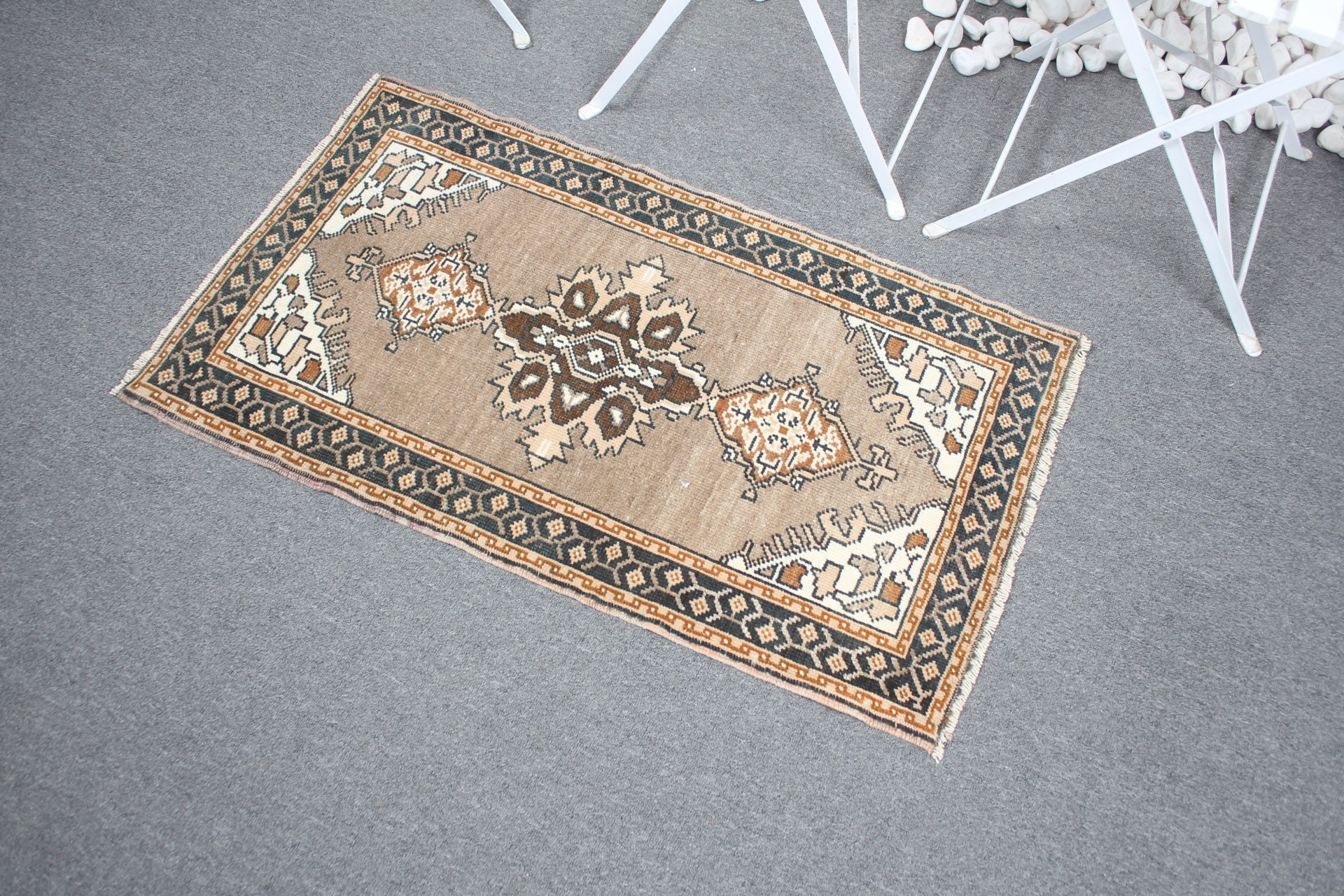 Wall Hanging Rugs, Turkish Rugs, Brown Antique Rugs, 1.9x3.3 ft Small Rug, Bedroom Rug, Vintage Rug, Cute Rug, Bathroom Rug