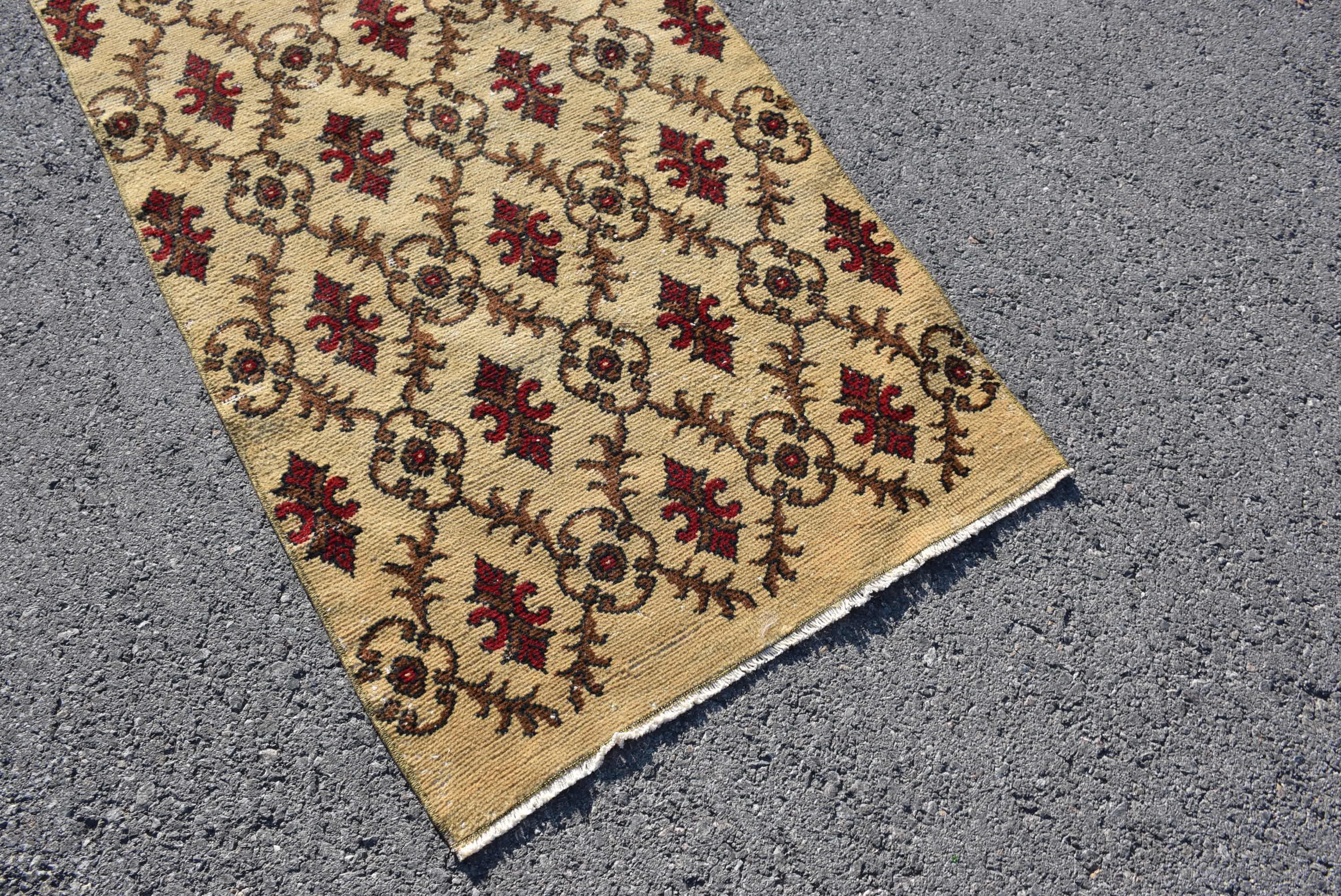 Floor Rug, Nursery Rugs, Turkish Rugs, 2.8x6.6 ft Accent Rugs, Rugs for Kitchen, Beige Cool Rugs, Entry Rug, Vintage Rug, Bedroom Rug