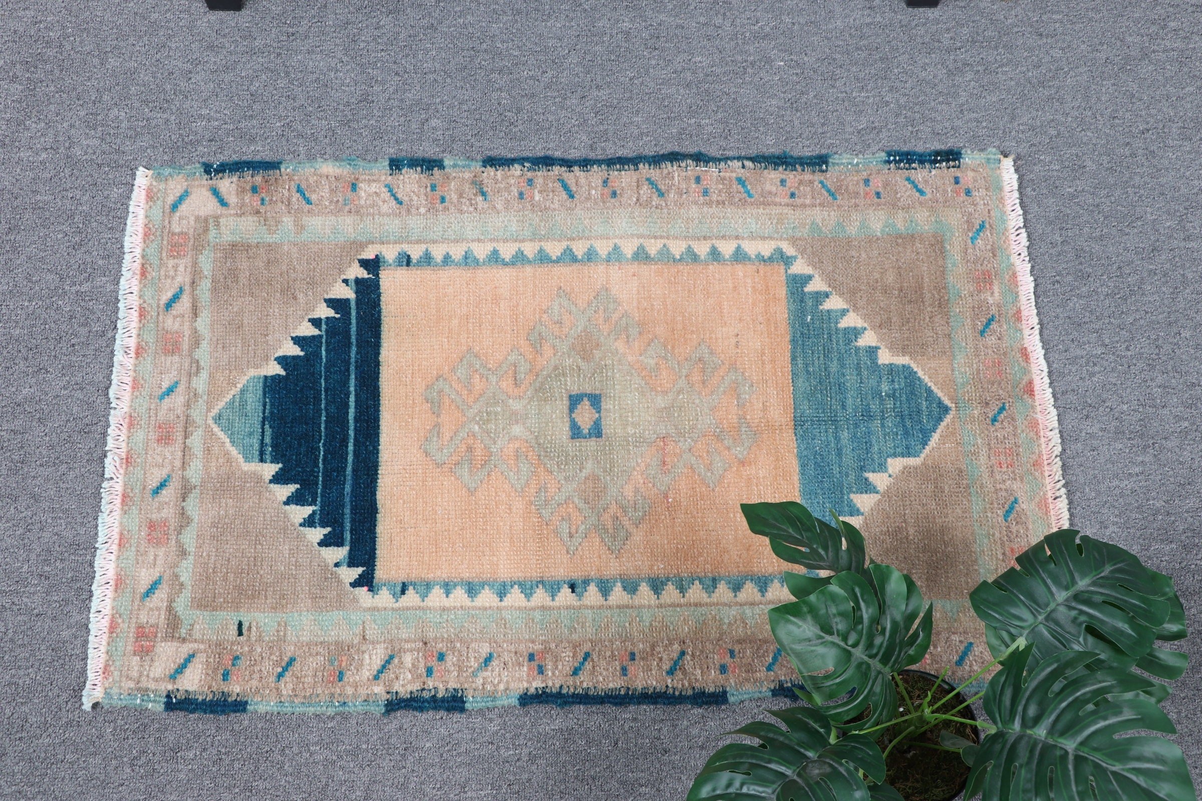 Anatolian Rugs, Turkish Rug, Kitchen Rug, Bath Rug, Orange Oriental Rugs, 1.6x2.7 ft Small Rugs, Vintage Rug, Handwoven Rug, Bedroom Rug