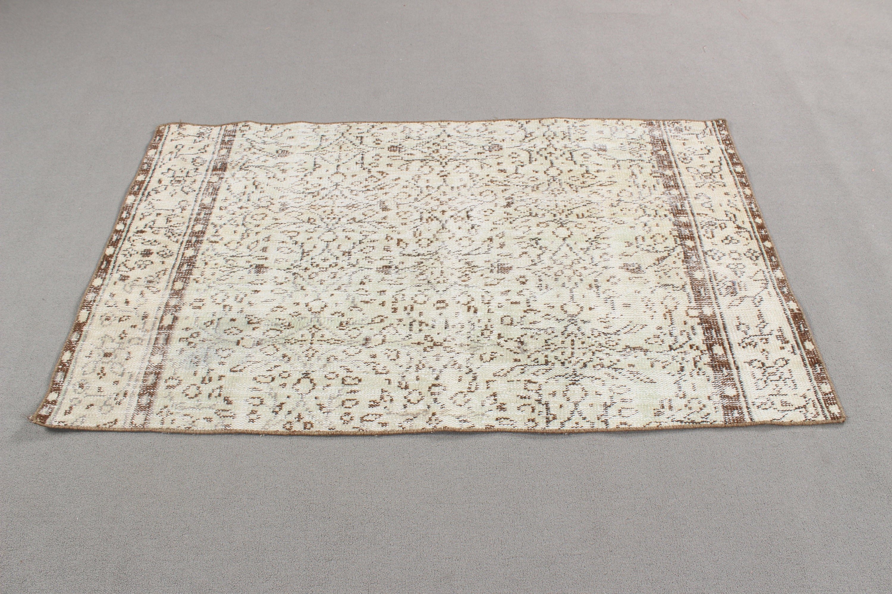 Wall Hanging Rugs, Exotic Rug, Beige Luxury Rug, Kitchen Rugs, Turkish Rugs, Bathroom Rugs, 3x4.9 ft Small Rug, Vintage Rug