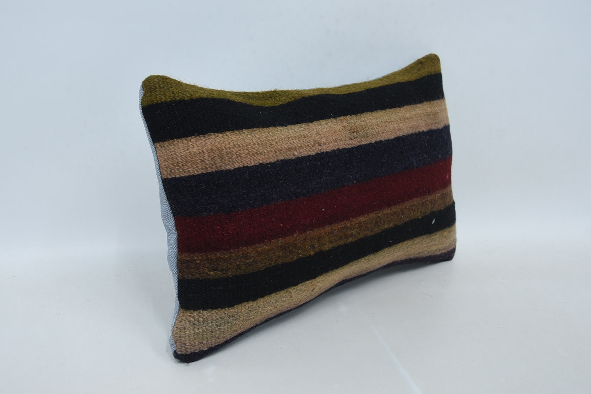 Square Throw Cushion, Boho Chic Cushion, Interior Designer Pillow, 12"x20" Brown Pillow, Handmade Kilim Cushion, Turkish Kilim Pillow