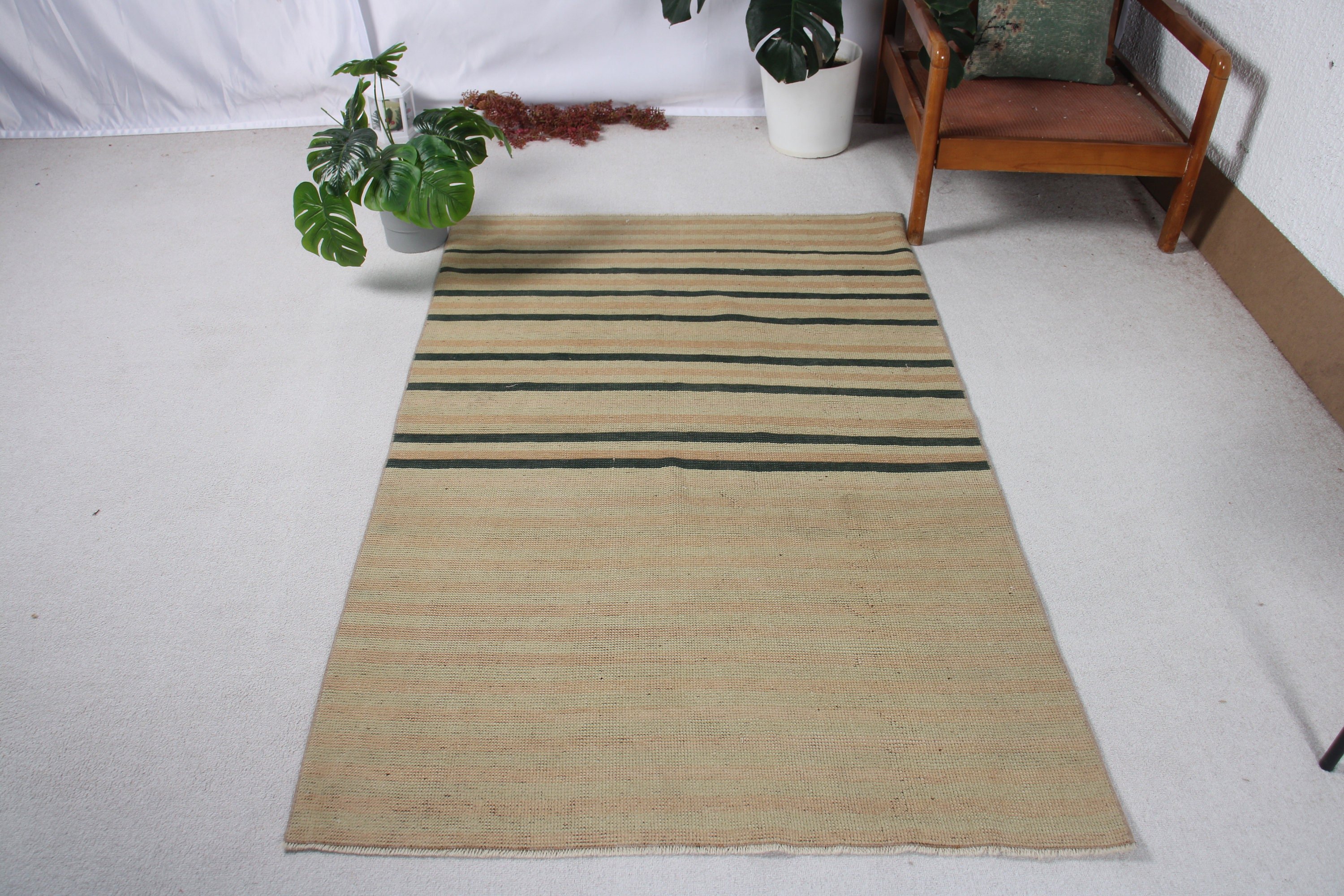 Artistic Rug, Modern Rugs, Floor Rugs, Green  3.7x5.7 ft Accent Rug, Turkish Rug, Rugs for Bedroom, Vintage Rugs, Entry Rug