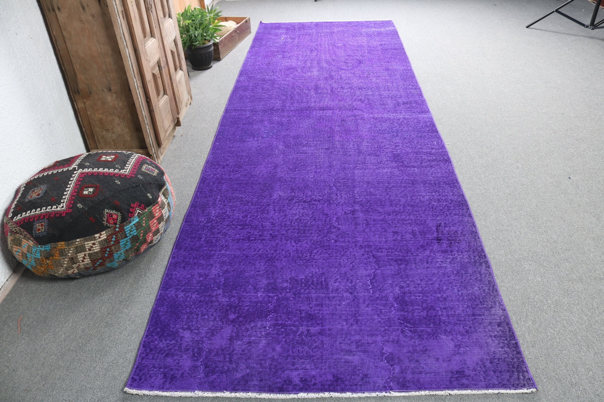 Luxury Rugs, Handwoven Rug, 4.1x12.8 ft Runner Rugs, Oushak Rug, Corridor Rugs, Turkish Rugs, Purple Antique Rugs, Stair Rug, Vintage Rug