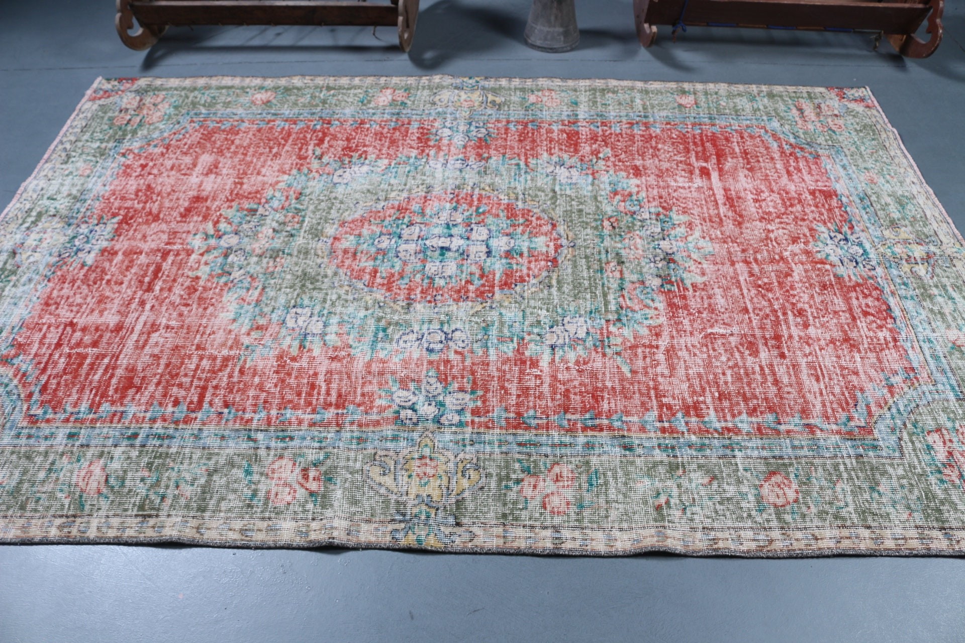 5.7x8.5 ft Large Rug, Turkish Rug, Living Room Rugs, Red Bedroom Rug, Cool Rugs, Abstract Rugs, Vintage Rug, Oushak Rug, Dining Room Rugs