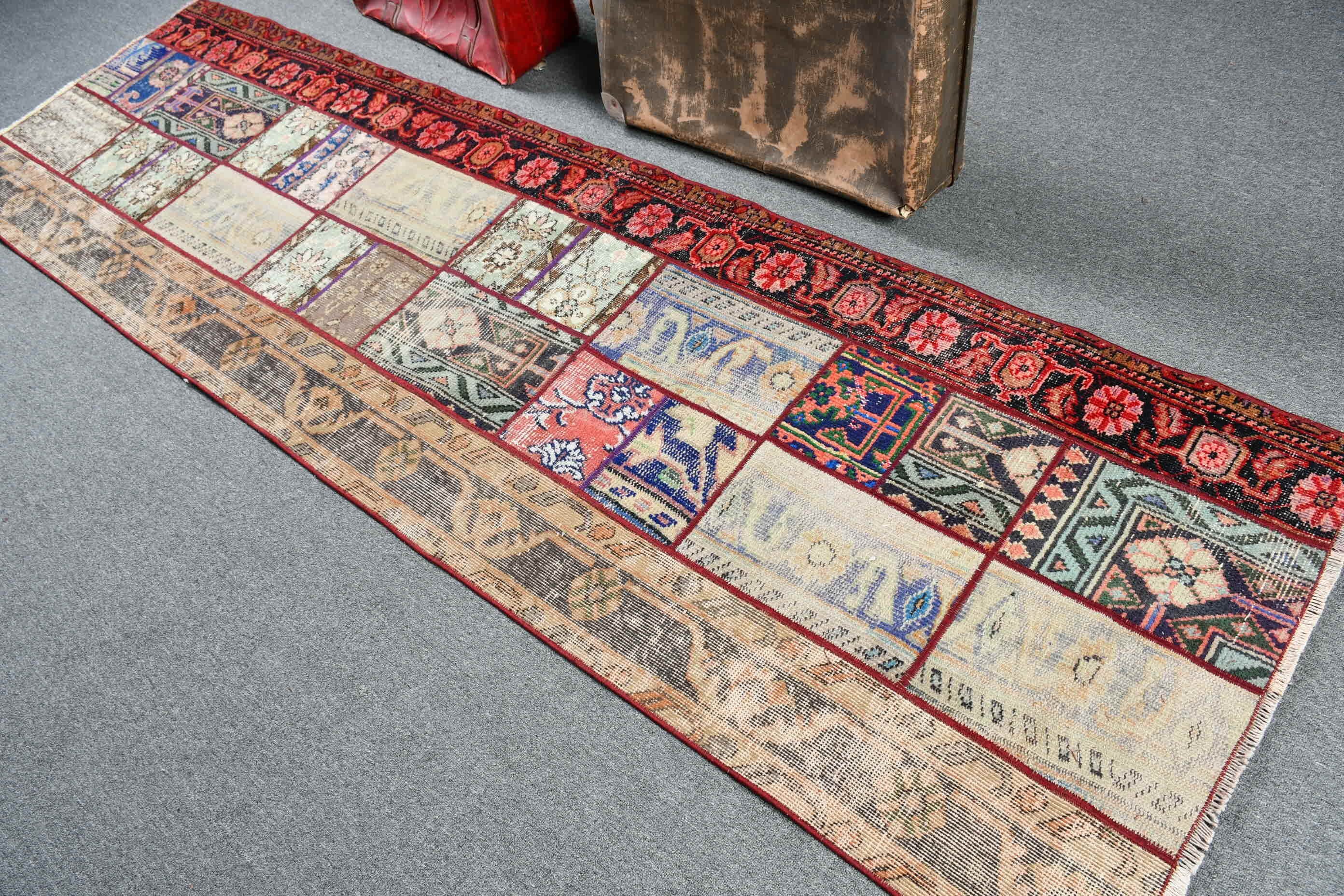 Vintage Rug, Brown Kitchen Rugs, Rugs for Runner, Corridor Rug, Turkish Rug, Old Rug, Antique Rug, 2.8x9.5 ft Runner Rugs, Moroccan Rugs