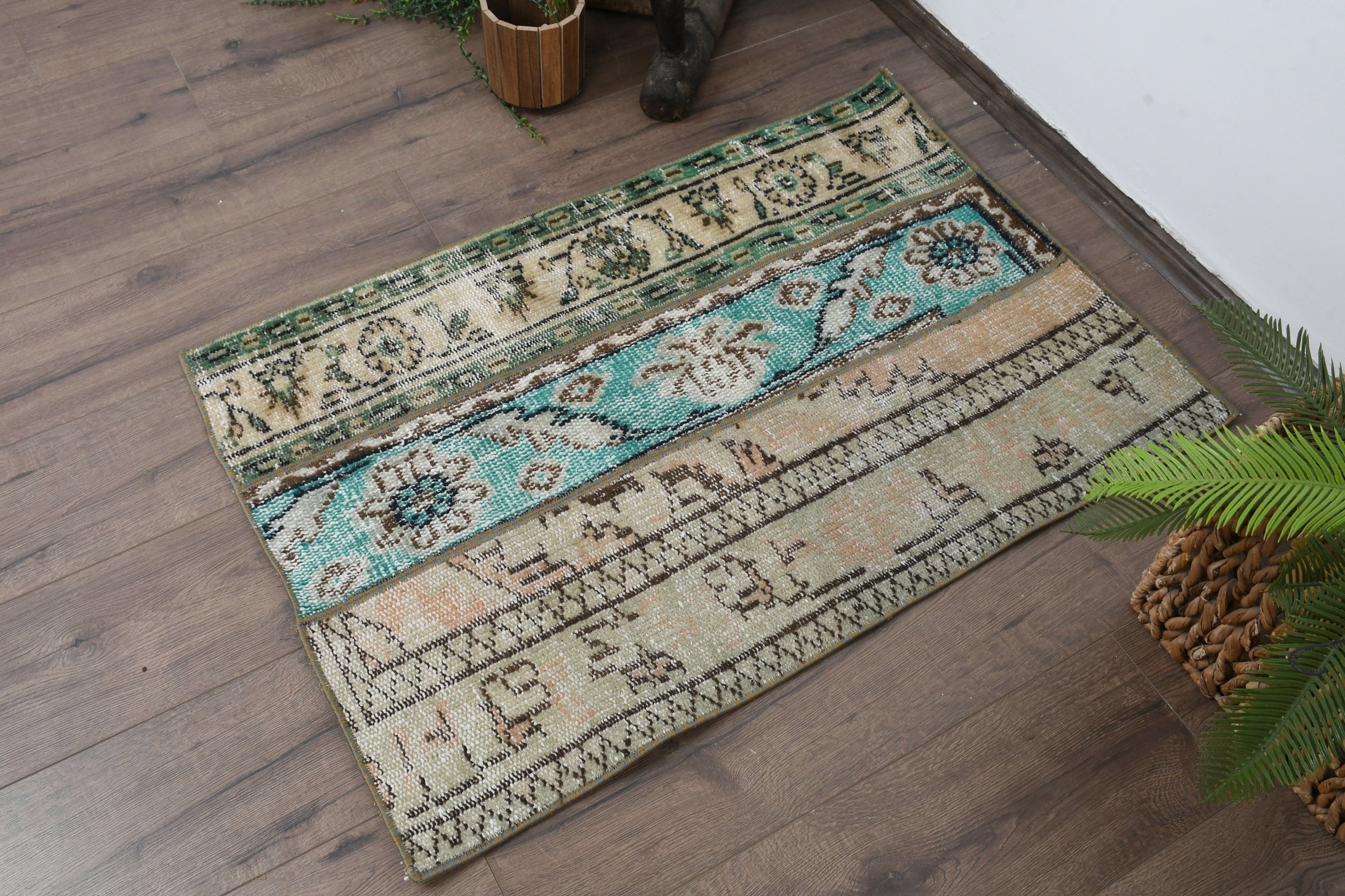 Bedroom Rug, Vintage Rug, Beige Home Decor Rug, Rugs for Kitchen, Turkish Rug, 2.2x3.3 ft Small Rug, Oushak Rug, Kitchen Rug, Nursery Rug