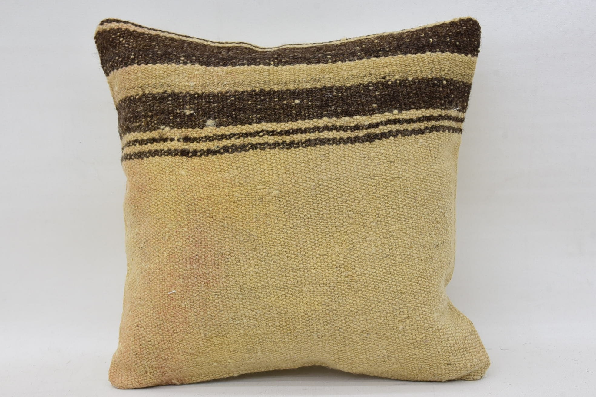 14"x14" Beige Pillow Sham, Vintage Kilim Pillow, Pillow for Couch, Crochet Pattern Pillow, Retro Pillow Cover, Home Decor Pillow