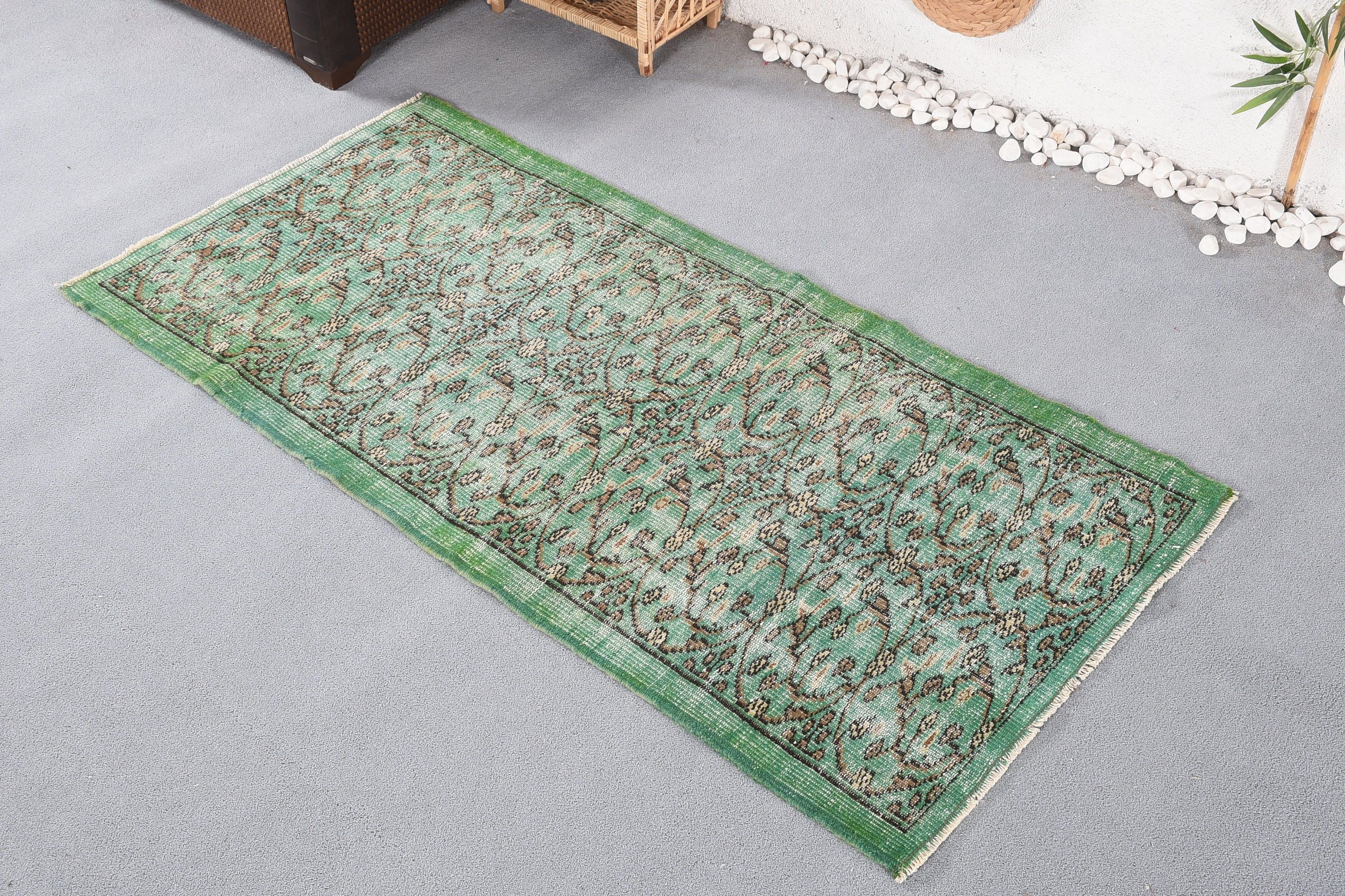 Vintage Rugs, Kitchen Rugs, Nursery Rug, Abstract Rugs, Bedroom Rug, Turkish Rugs, Rugs for Bedroom, 3.1x6.4 ft Accent Rugs, Green Cool Rug