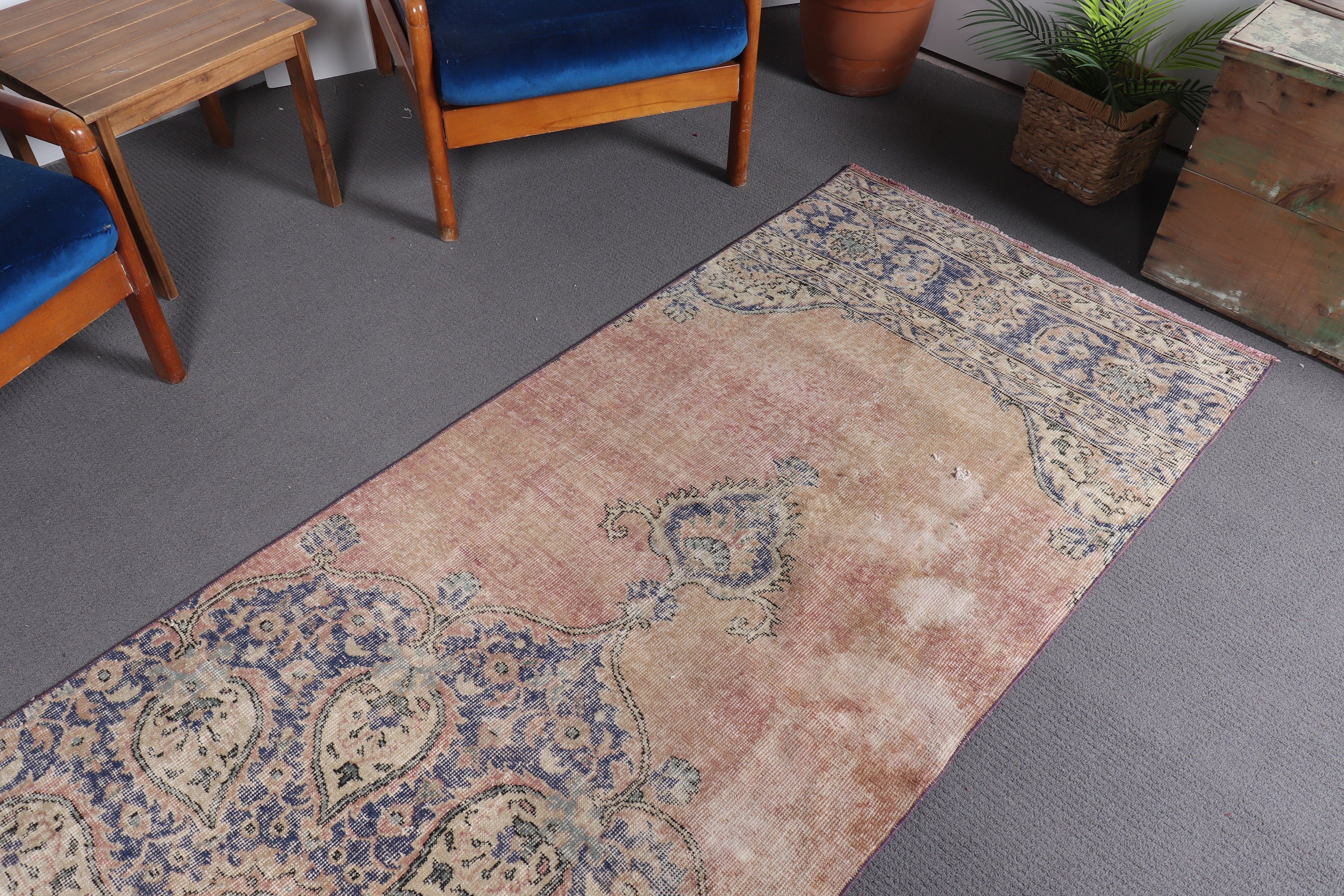 Turuncu Antika Halı, 3.1x12.4 ft Yolluk Halısı, Vintage Halı, Havalı Halılar, Mutfak Halıları, Fas Halısı, Türk Halıları, Merdiven Halıları, Koridor Halısı