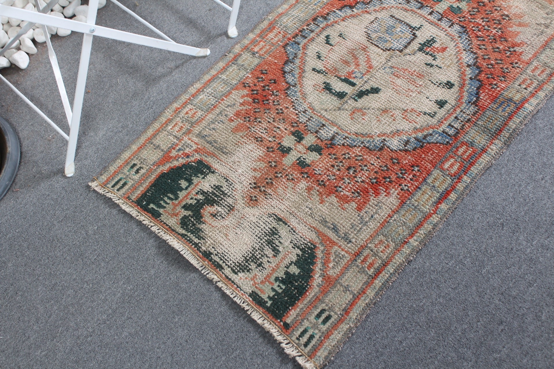 Yün Halı, 2.1x4 ft Küçük Halı, Mutfak Halıları, Paspas Halıları, Banyo Halıları, Banyo Halıları, Vintage Halı, Yeşil Ev Dekorasyonu Halısı, Türk Halıları