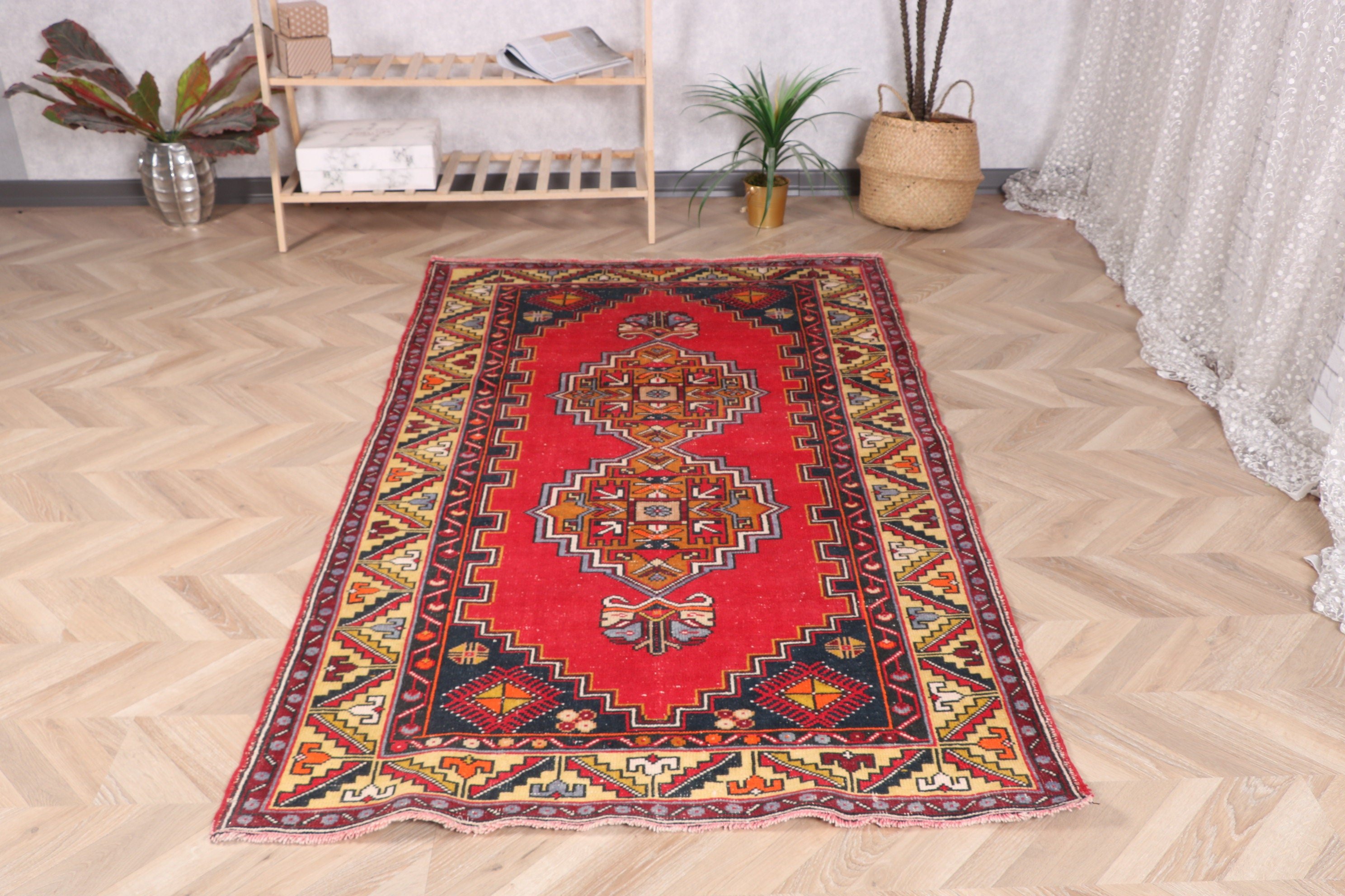 Cool Rug, 3.9x6.7 ft Area Rug, Nursery Rug, Rugs for Living Room, Vintage Rugs, Floor Rugs, Turkish Rugs, Red Luxury Rugs, Anatolian Rug