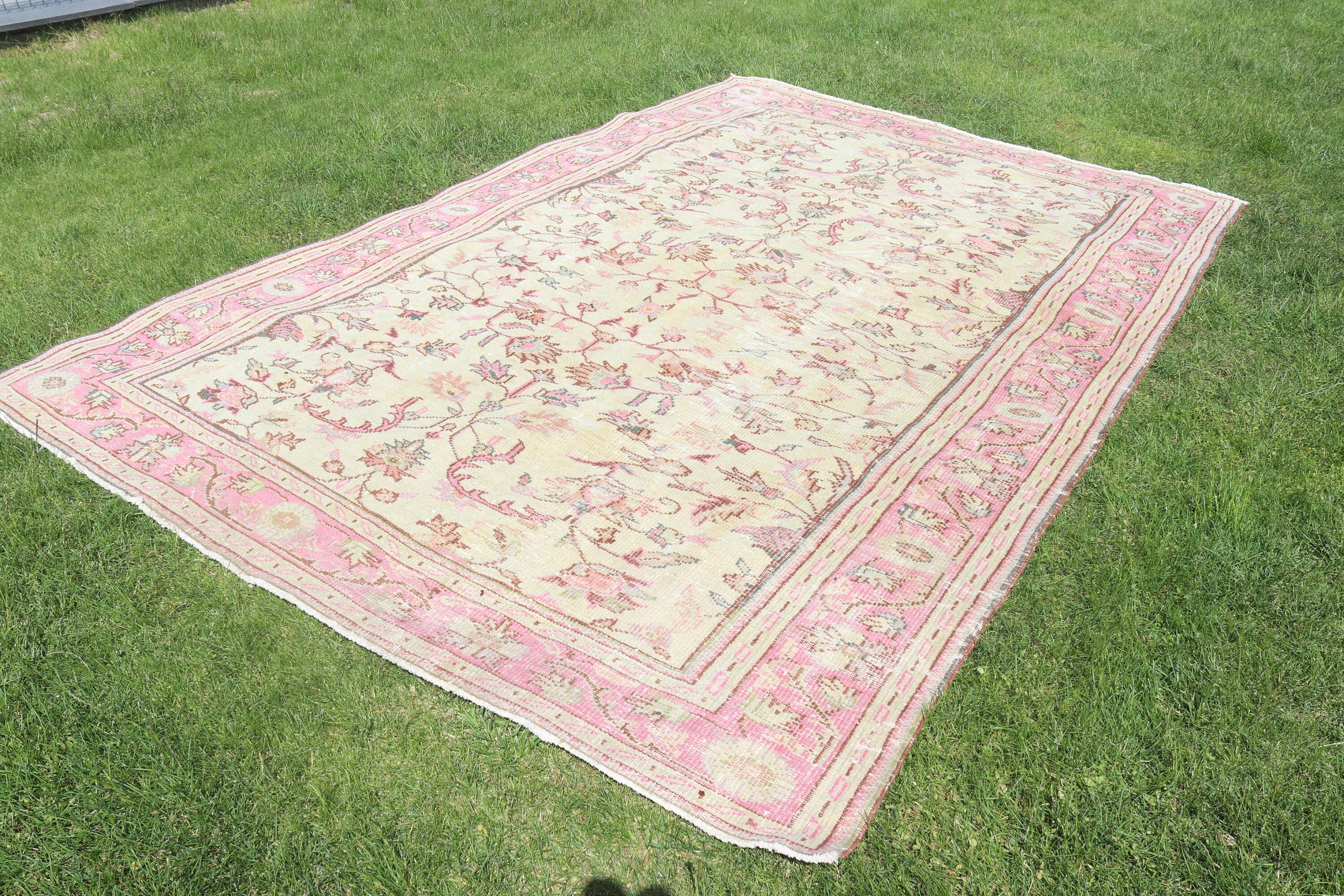 Bej Fas Halıları, Büyük Boy Vintage Halılar, Vintage Halılar, 7.1x11 ft Büyük Boy Halı, Yemek Odası Halısı, Türk Halıları, Mutfak Halısı, Fas Halısı