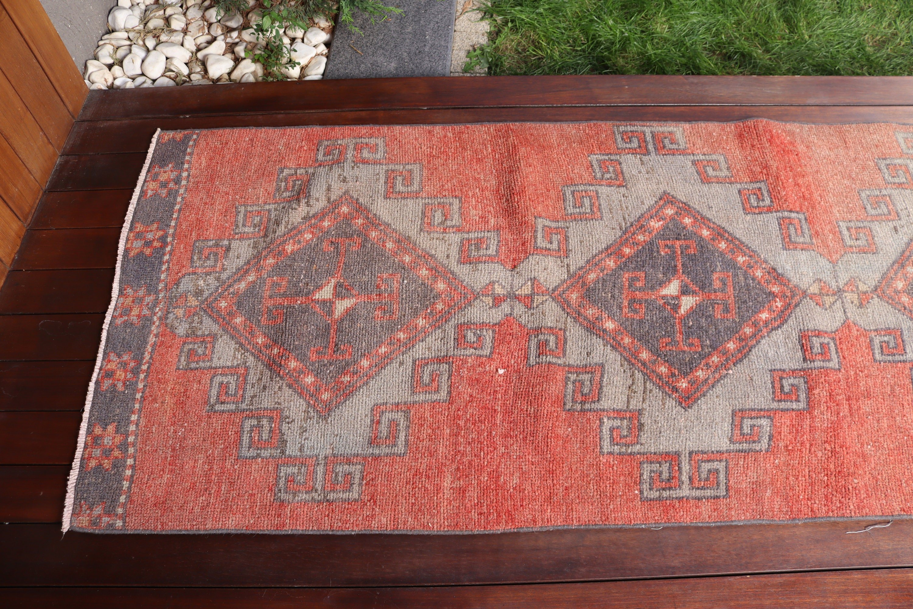 Vintage Runner Rug, Hallway Rug, Boho Rug, Red Anatolian Rug, Turkish Rug, Wool Rugs, 2.7x10.8 ft Runner Rug, Statement Rug, Vintage Rugs