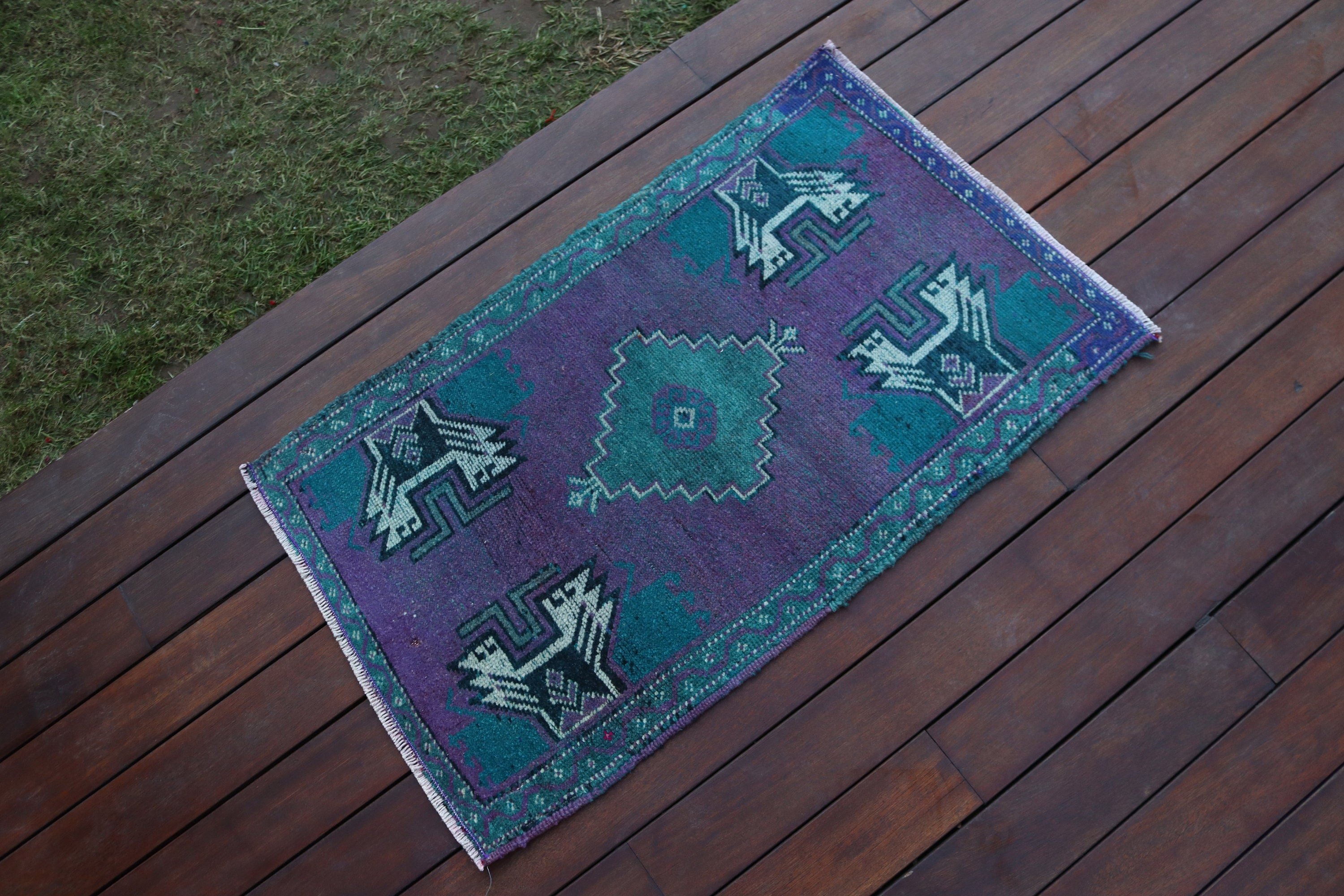 Türk Halısı, Mutfak Halıları, Yatak Odası Halıları, 1.7x2.9 ft Küçük Halılar, Yer Halıları, Tribal Halılar, Vintage Halılar, Mor Lüks Halı, Küçük Boho Halı