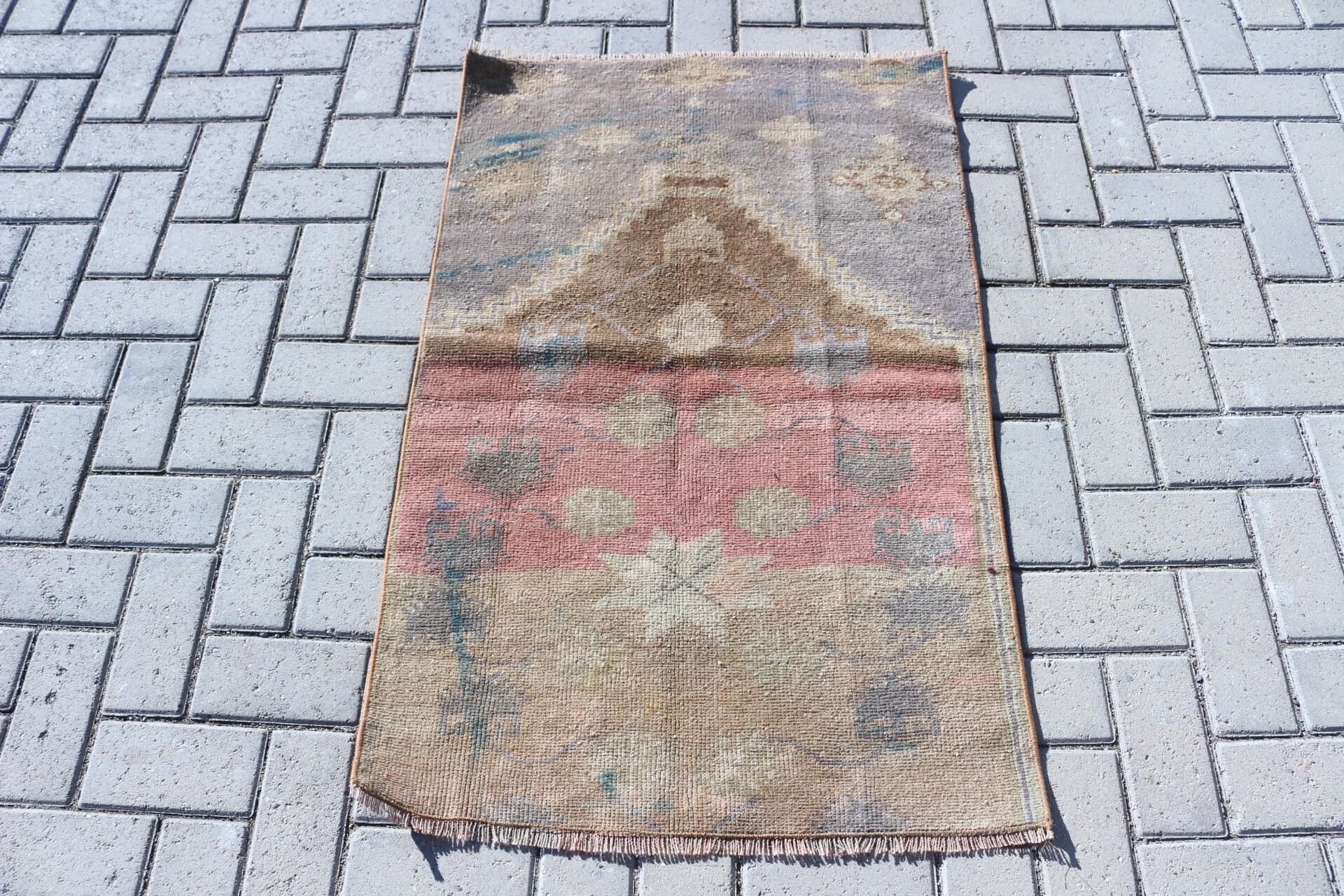 Çocuk Halısı, 2,4x3,6 ft Küçük Halı, Banyo Halıları, Vintage Halı, Oushak Halı, Yatak Odası Halısı, Türk Halıları, Kahverengi Oushak Halı, Soluk Halı, Yer Halısı