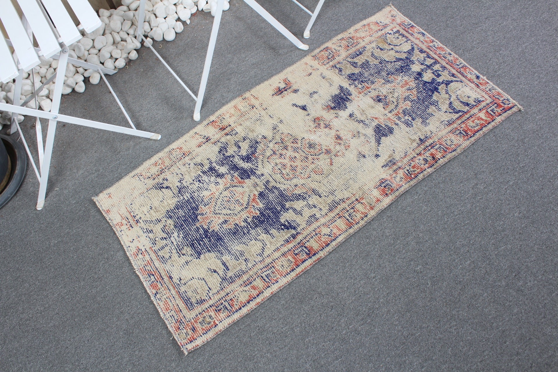 Nursery Rug, Turkish Rugs, Art Rugs, 1.9x3.8 ft Small Rugs, Vintage Rug, Blue Anatolian Rugs, Anatolian Rug, Door Mat Rug, Home Decor Rugs