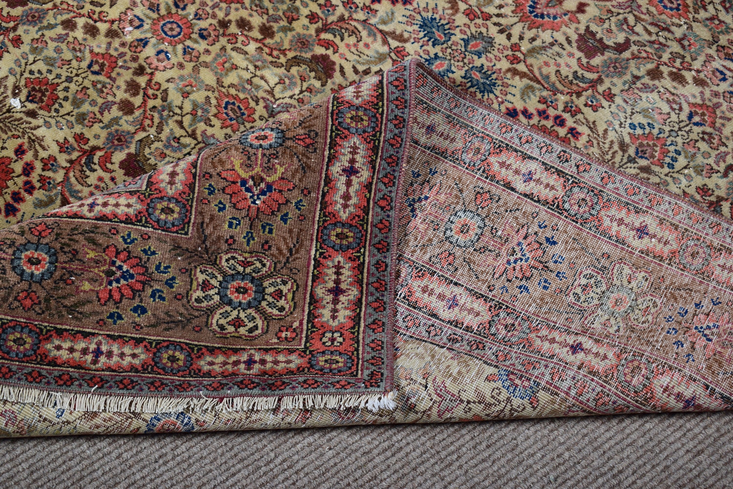 Düz Dokuma Halı, Vintage Halılar, Yemek Odası Halıları, 6,6x9,3 ft Büyük Halılar, Türk Halıları, Yatak Odası Halısı, Yeşil Oushak Halıları, Salon Halısı