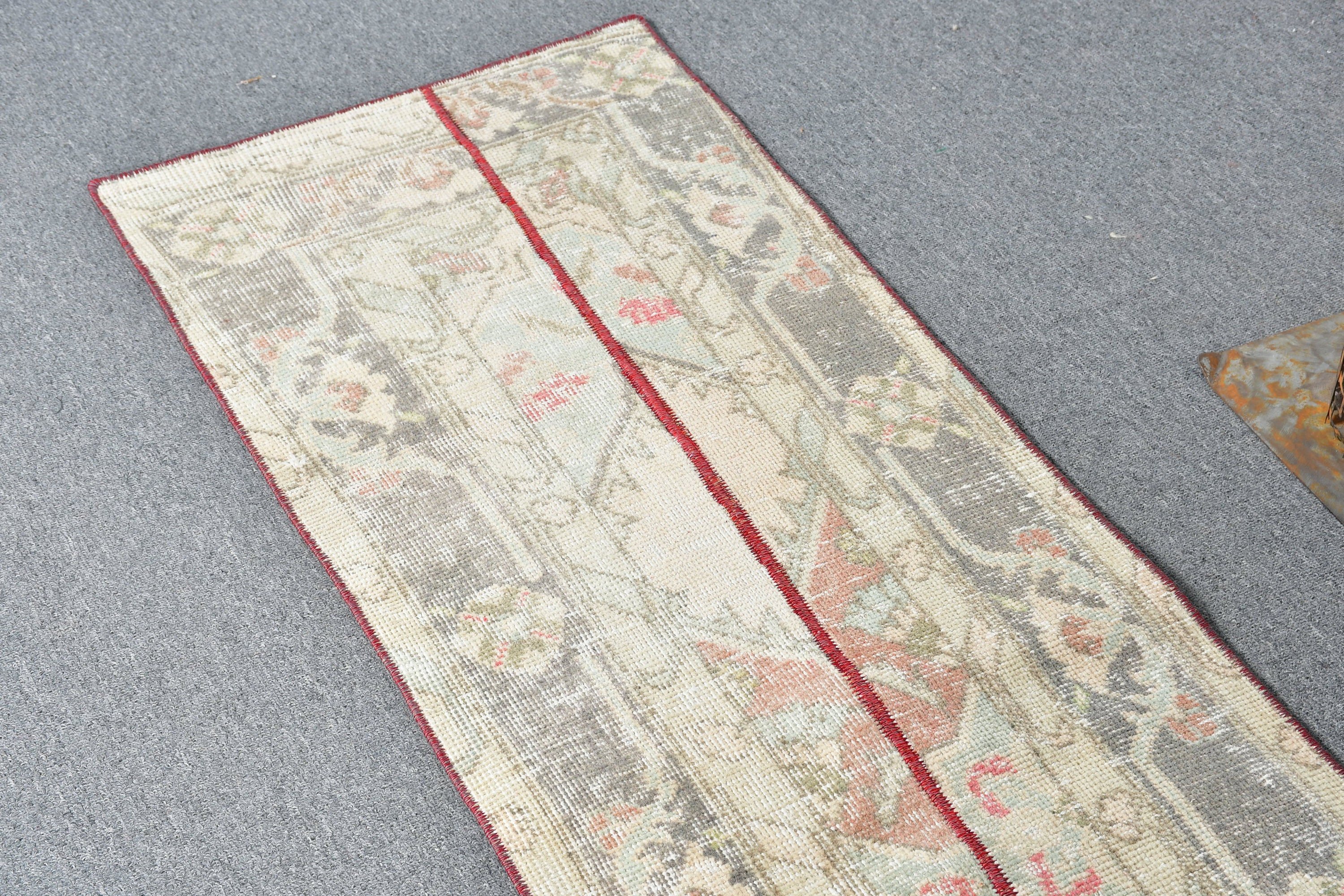 1.6x12.5 ft Runner Rug, Stair Rug, Vintage Rug, Turkish Rug, Antique Rugs, Pale Rug, Beige Moroccan Rug, Hallway Rug, Oriental Rug, Art Rug