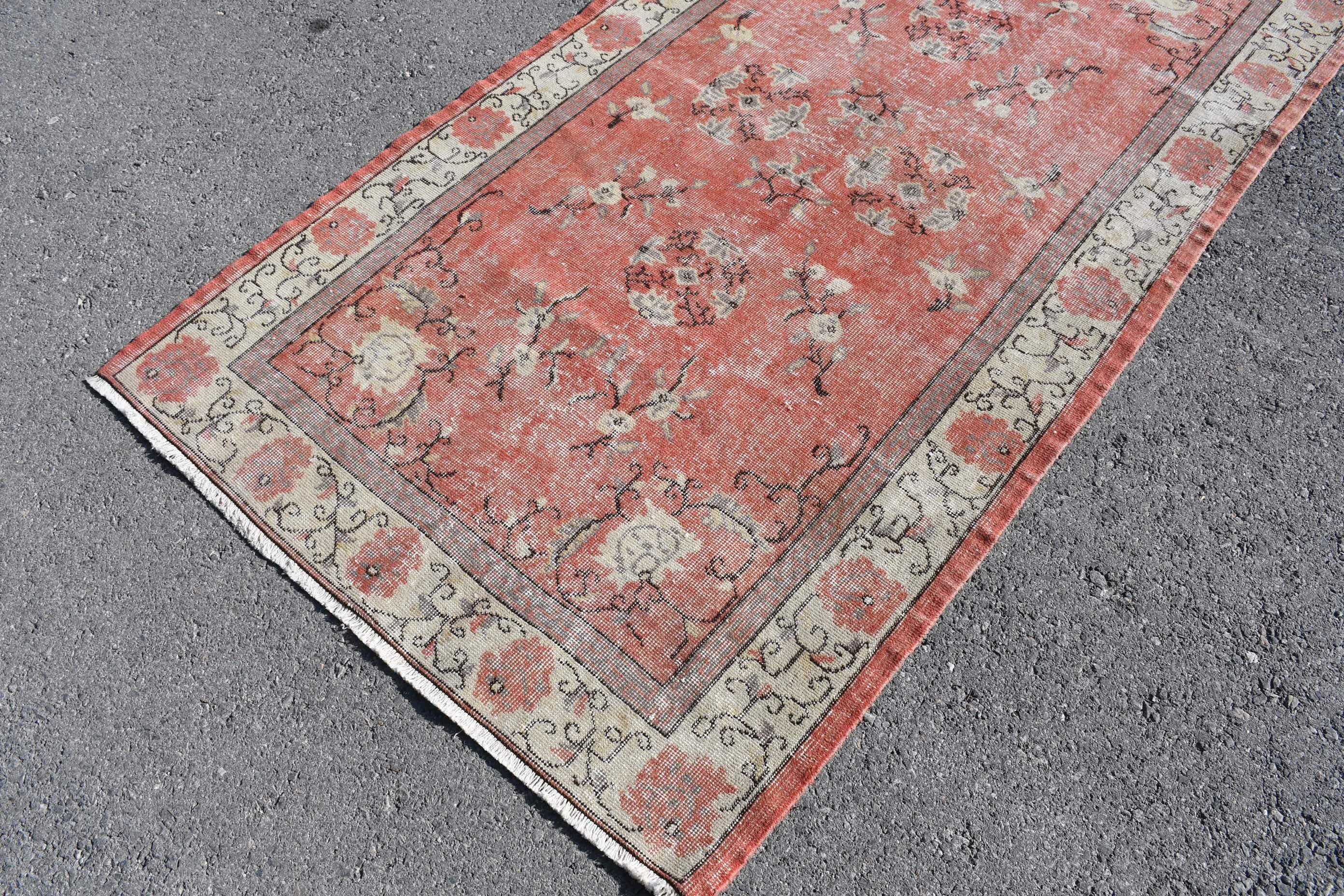 Kitchen Rug, Moroccan Rug, Floor Rug, Vintage Rug, Dining Room Rug, Turkish Rugs, Red Cool Rug, Rugs for Living Room, 3.8x7 ft Area Rug