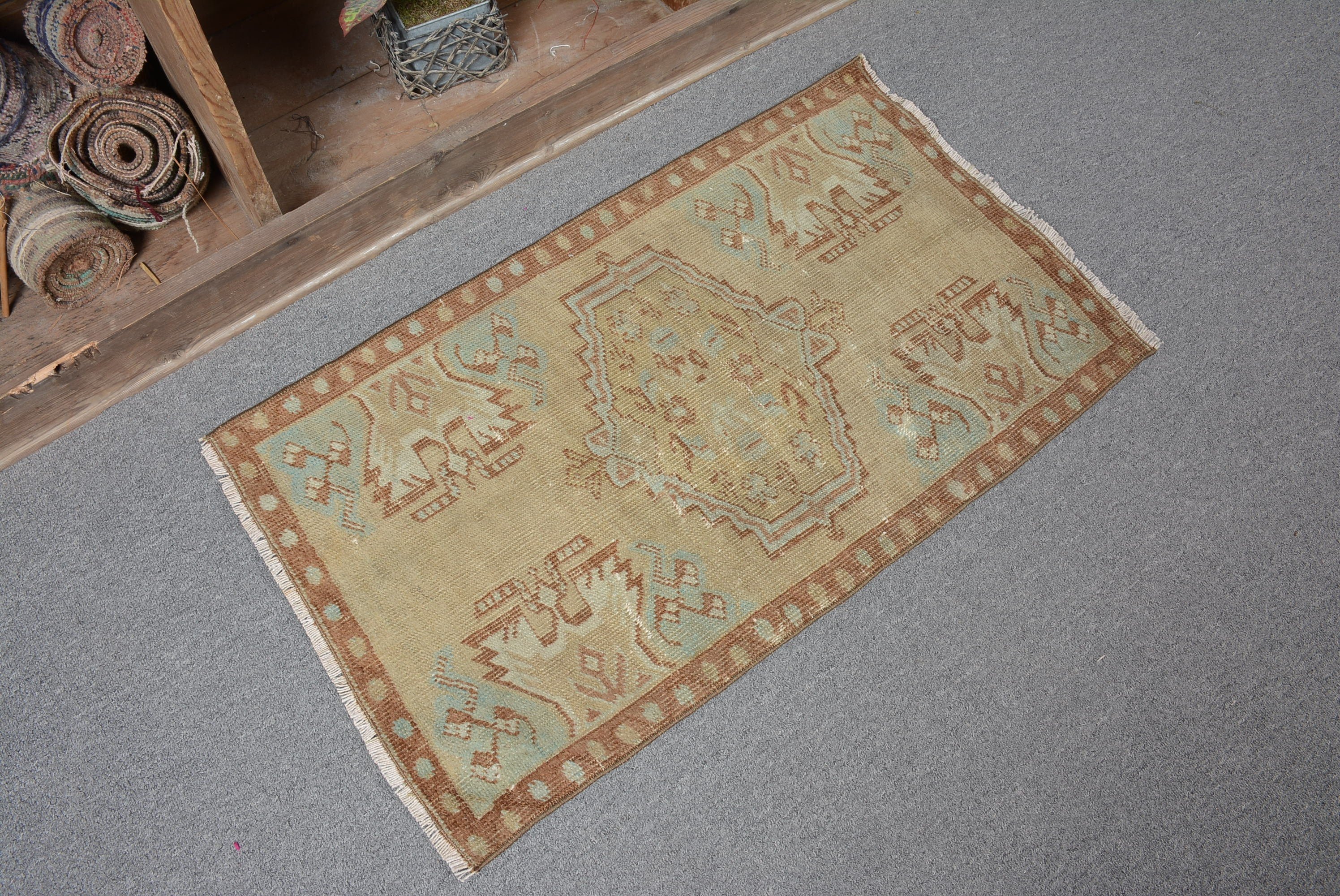 Turkish Rug, Entry Rugs, Bedroom Rugs, Vintage Rugs, 1.6x2.8 ft Small Rugs, Anatolian Rug, Brown Floor Rug, Rugs for Bathroom, Antique Rug