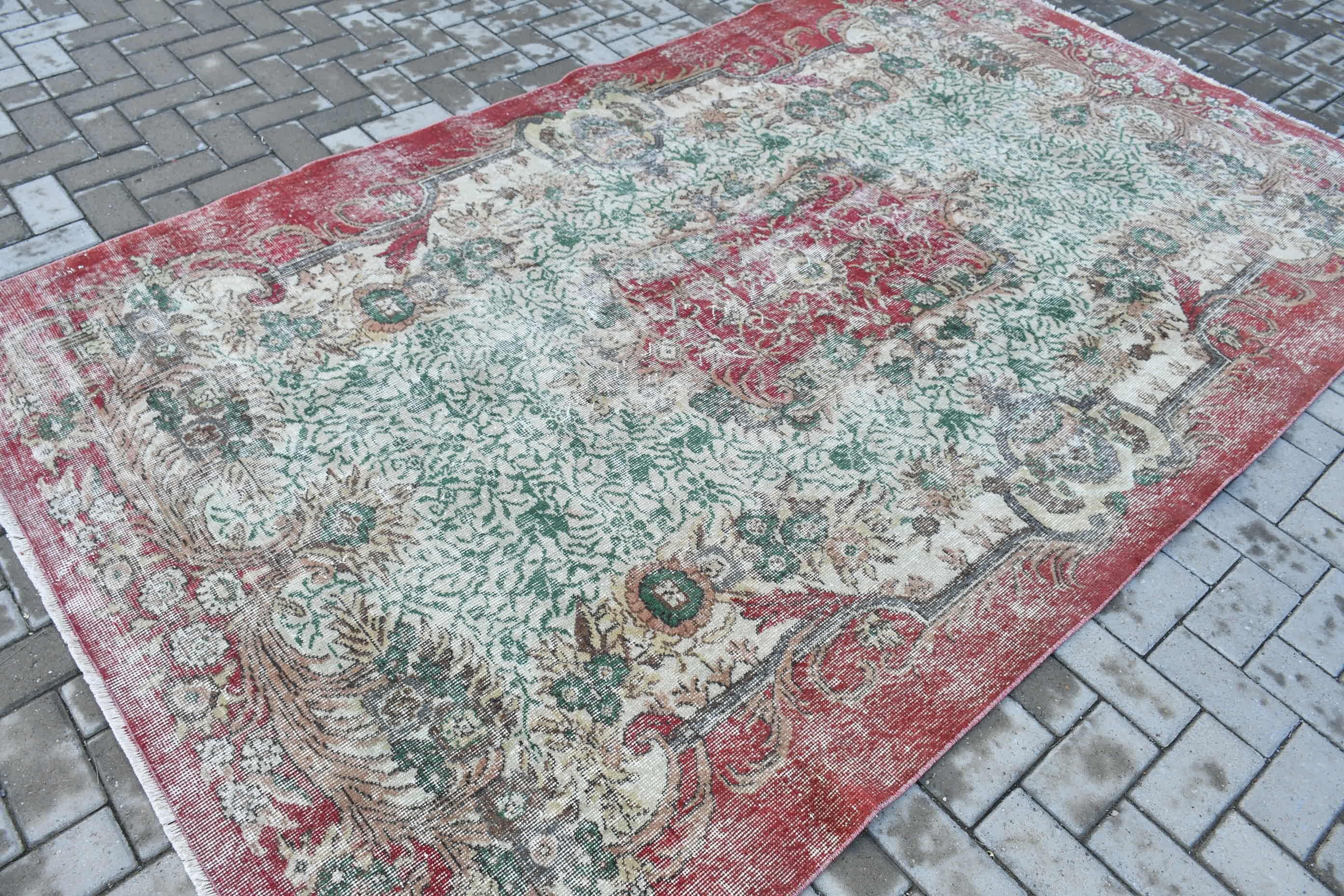 Rugs for Bedroom, Moroccan Rug, Turkish Rug, Pale Rug, Bedroom Rugs, Vintage Rug, Dining Room Rugs, 5.7x9.6 ft Large Rugs, Green Wool Rug