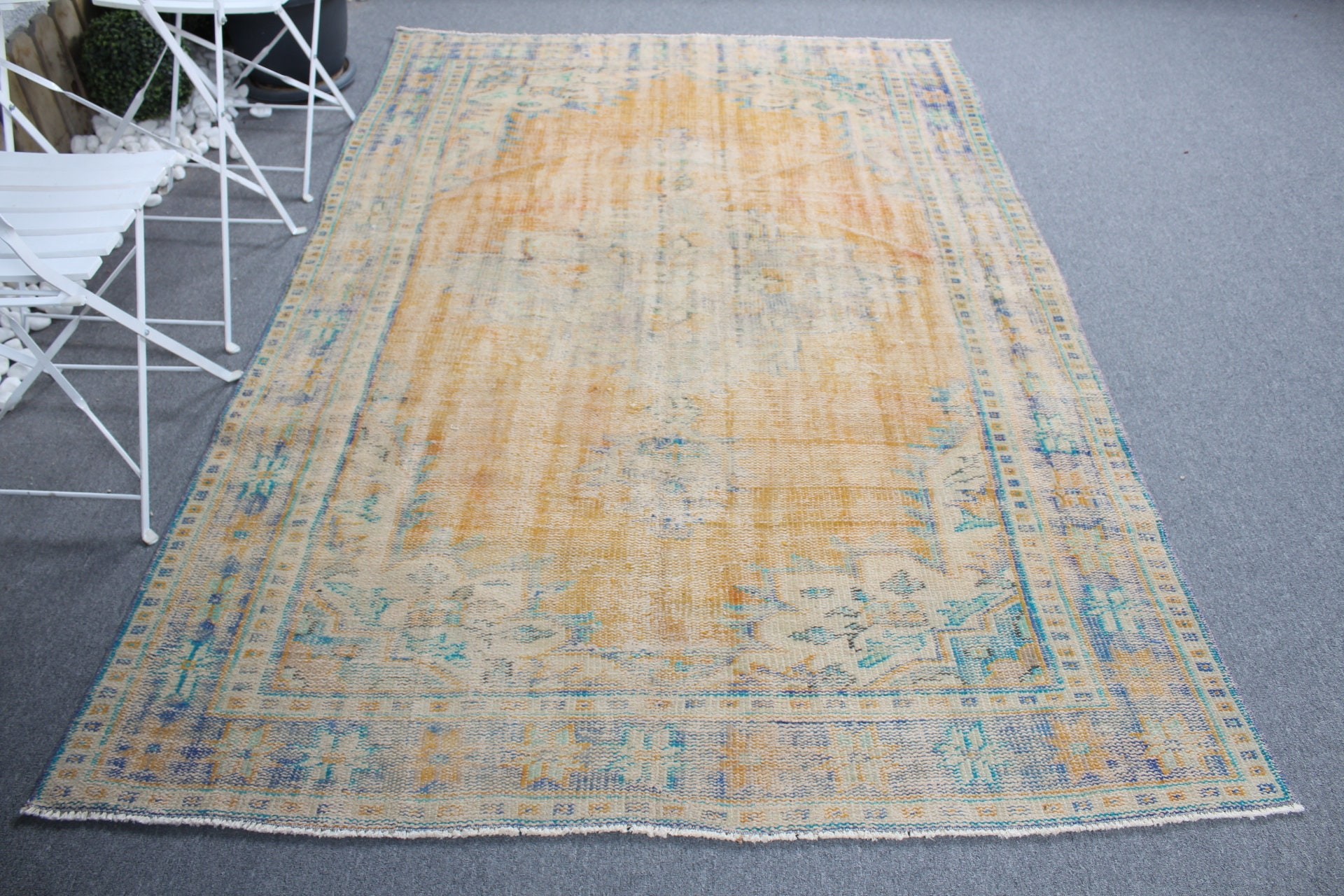 Salon Halısı, Anadolu Halısı, 5.5x8.4 ft Büyük Halılar, Vintage Halılar, Oturma Odası Halıları, Turuncu Mutfak Halısı, Türk Halısı, Sevimli Halı, Ev Dekorasyonu Halıları