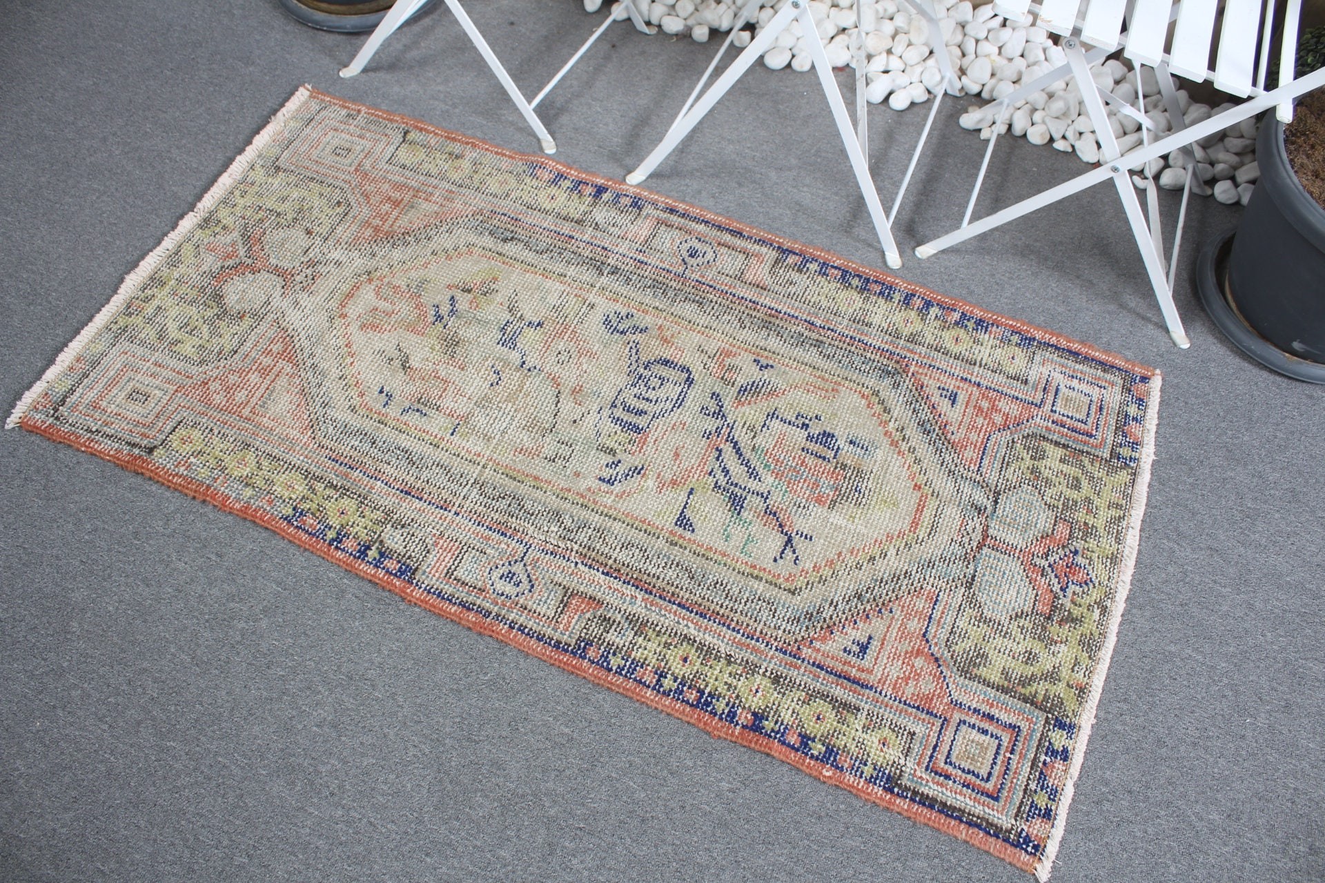 Vintage Rug, Bedroom Rug, Designer Rug, Turkish Rugs, Beige Floor Rugs, 2.5x4.7 ft Small Rugs, Anatolian Rug, Oriental Rugs, Car Mat Rugs