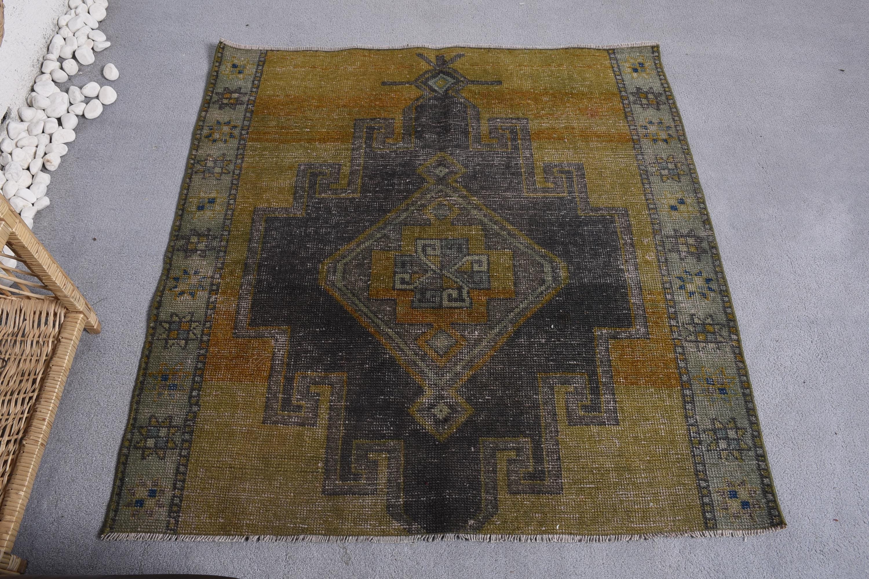 3,9x4,1 ft Vurgulu Halılar, Nötr Halı, Vurgulu Halılar, Vintage Halılar, Oryantal Halılar, Vintage Vurgulu Halılar, Yeşil Oryantal Halılar, Türk Halıları