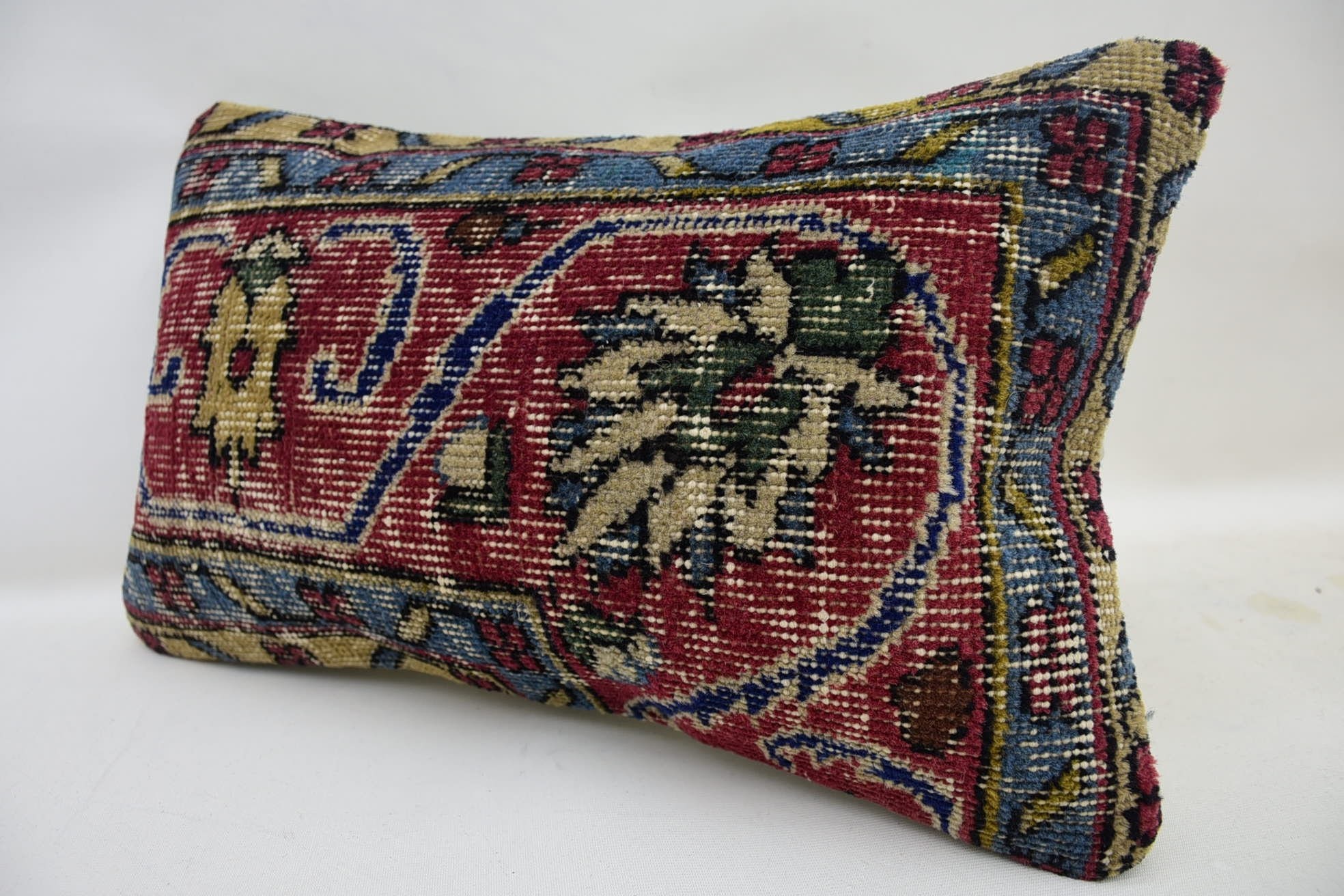 Decorative Bolster Cushion Case, Home Decor Pillow, Pillow for Couch, Handmade Kilim Cushion, 12"x20" Red Cushion, Traditional Pillow Case