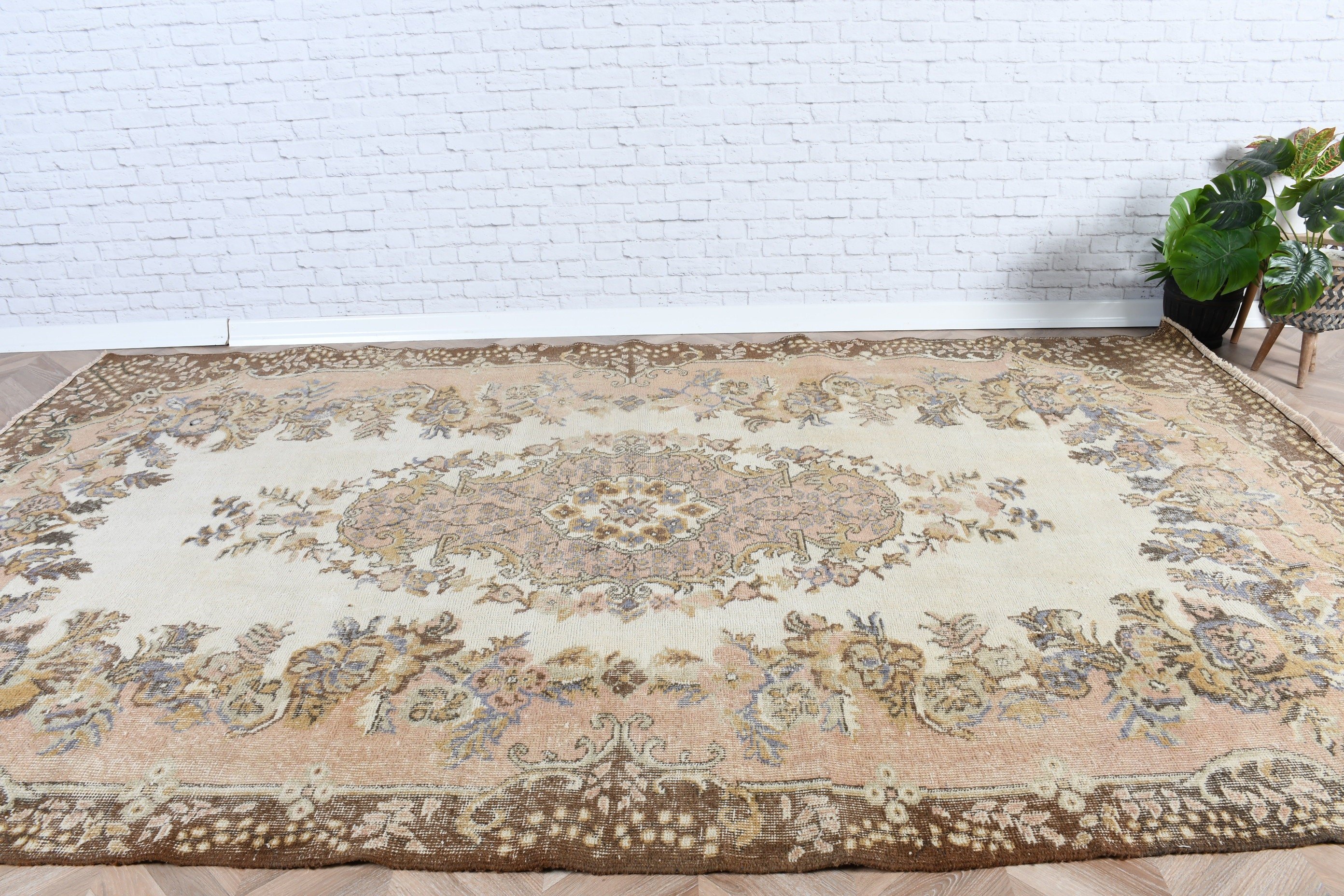 Türk Halıları, Yatak Odası Halısı, Oryantal Halı, Büyük Boho Halısı, Vintage Halılar, 6.1x10.3 ft Büyük Halı, Oturma Odası Halıları, Bej Modern Halı